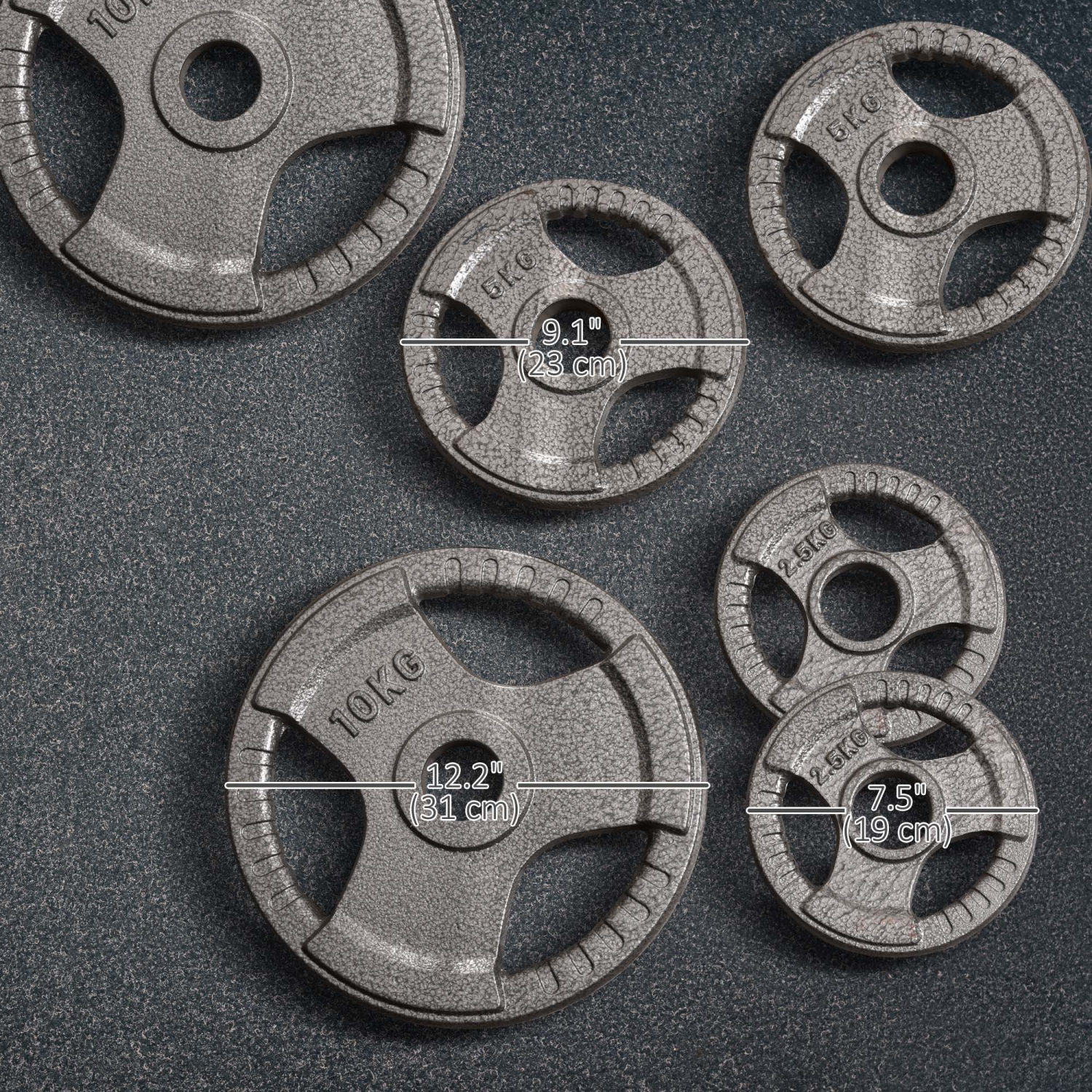 Soozier 6 PCS Olympic Weight Plates Grip Plate Sets for Strength and Crossfit and Weightlifting Training, Barbell Weight Set for Home, 77 Lbs Total