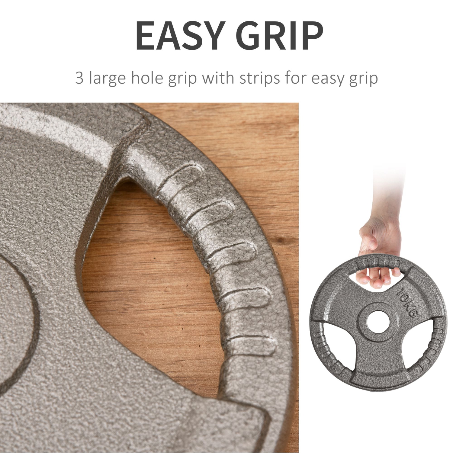 Soozier 6 PCS Olympic Weight Plates Grip Plate Sets for Strength and Crossfit and Weightlifting Training, Barbell Weight Set for Home, 77 Lbs Total