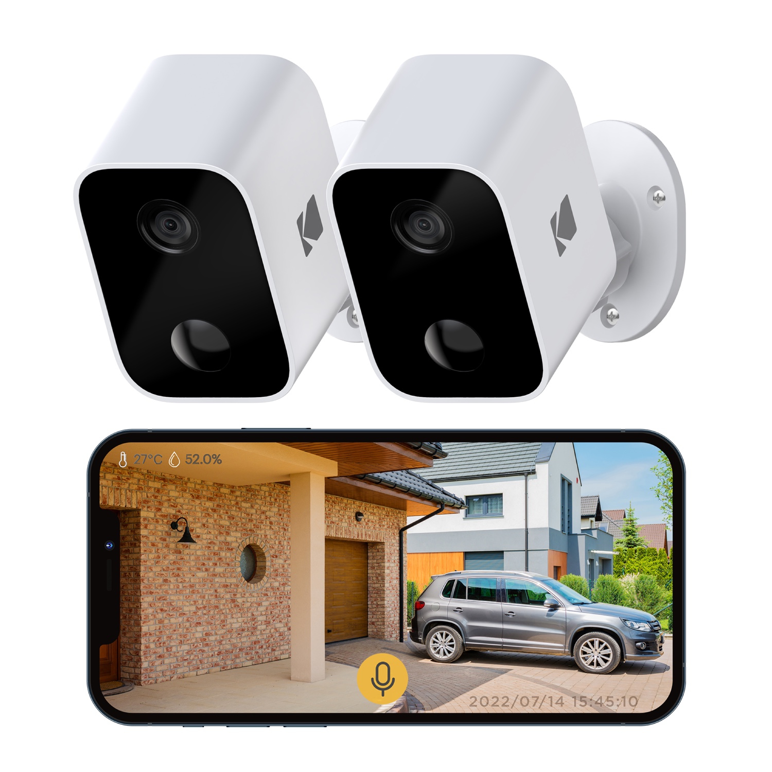 Kodak Infinio Wireless Security Camera | Dual Pack | Full HD | Motion Detection | Night Vision | Up to 90 days battery life (F882) - White