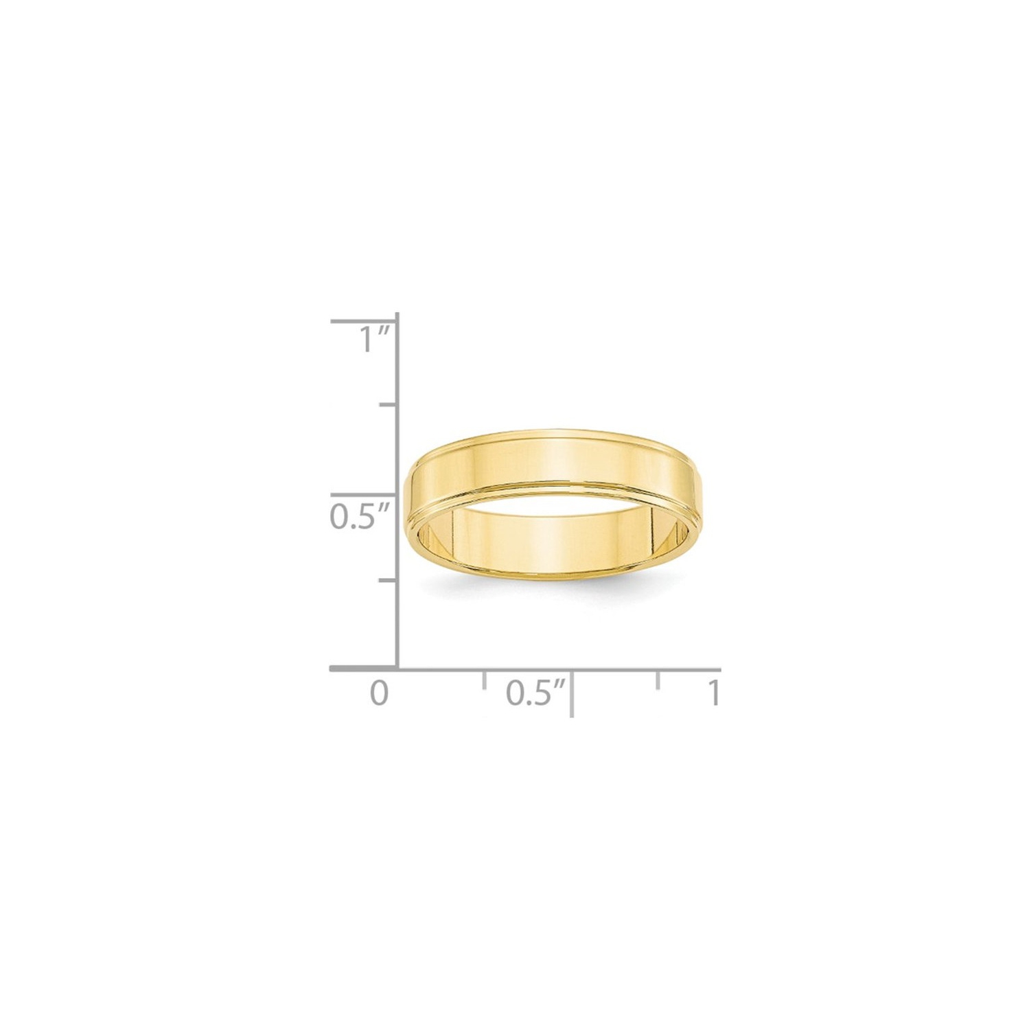 Ladies or Mens 10K Yellow Gold 5mm Flat Wedding Band Ring with Step Edge