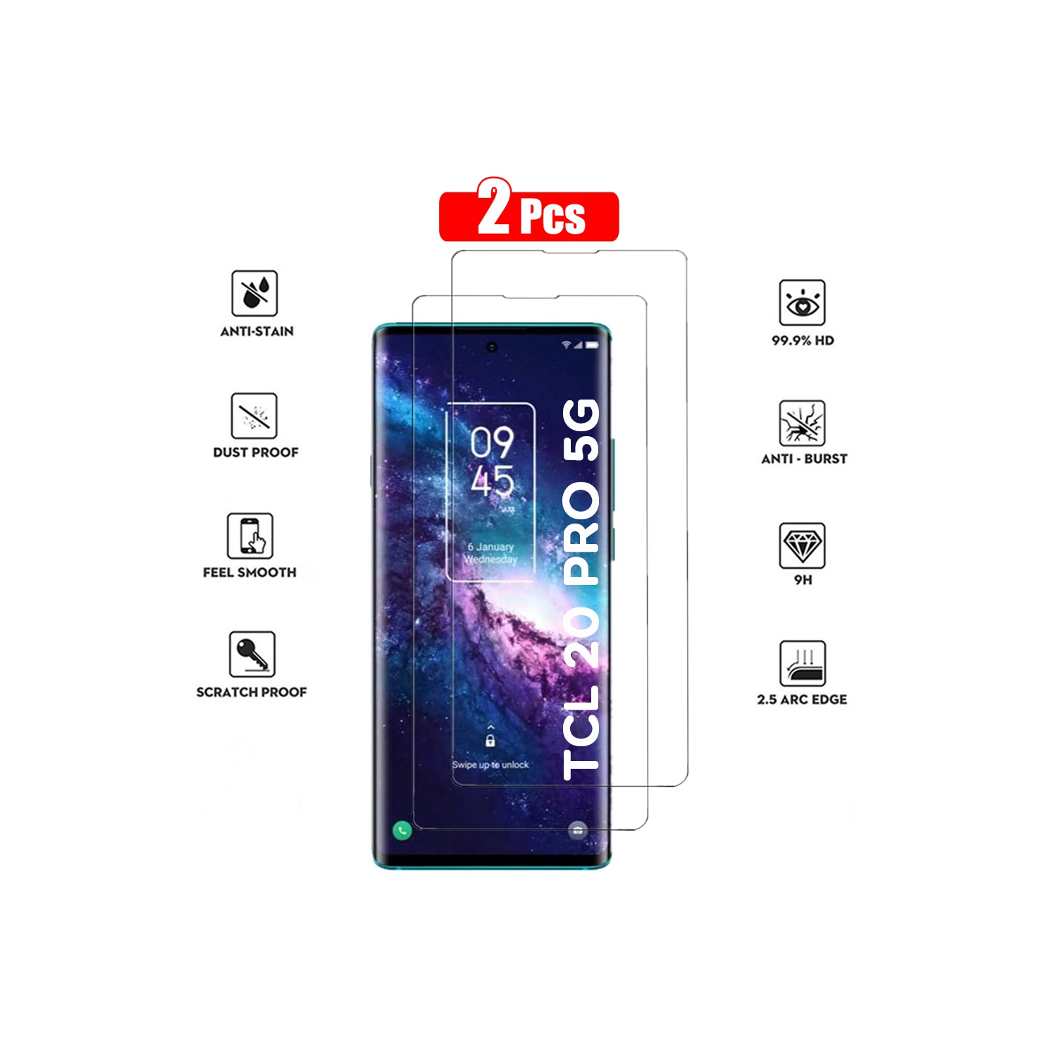 XCRS Tempered Glass for TCL 20 PRO 5G (6.67 inch) Screen HD Film 9H Anti-Scratch-Case Friendly, Bubble Free Perfect Fit, Haptic Touch Accurate Screen Protector [ 2-Pack]