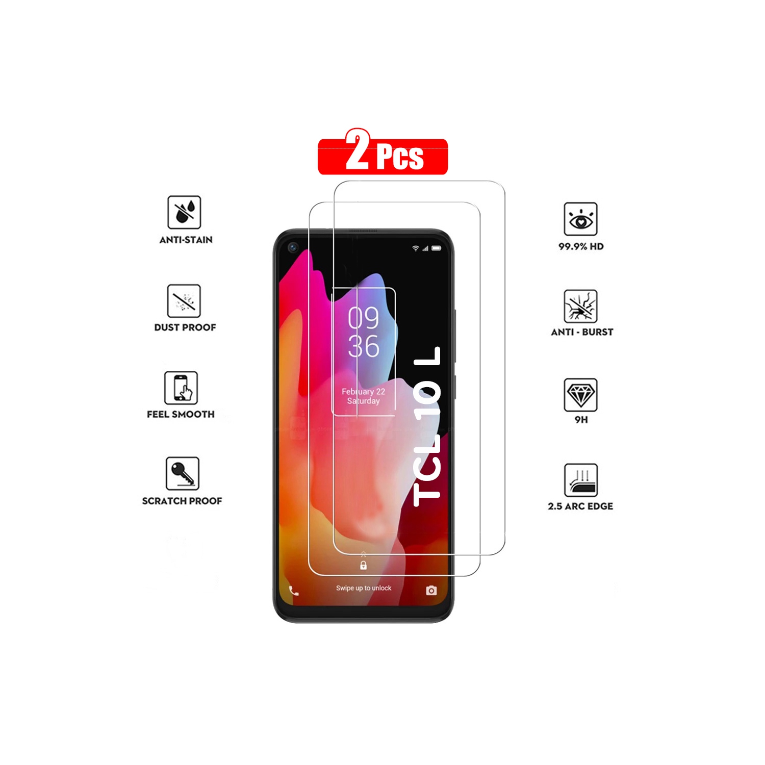 Tempered Glass for TCL 10L (6.53 INCH) T770B Screen HD Film 9H Anti-Scratch-Case Friendly, Bubble Free Perfect Fit, Haptic Touch Accurate Screen Protector [ 2-Pack]
