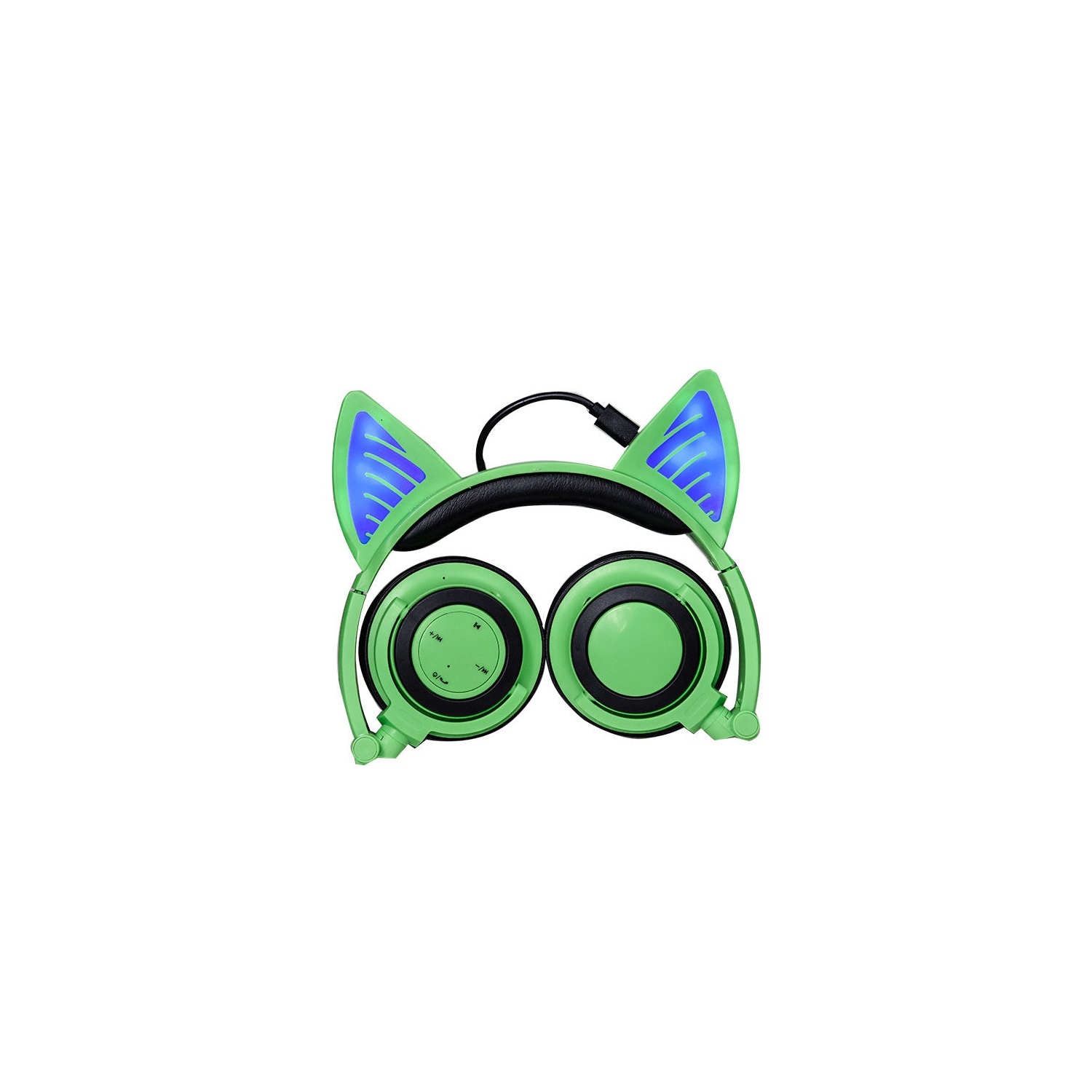 Kids Wireless/ Wired rechargeable Headphones with Cat Ear On-Ear Foldable LED