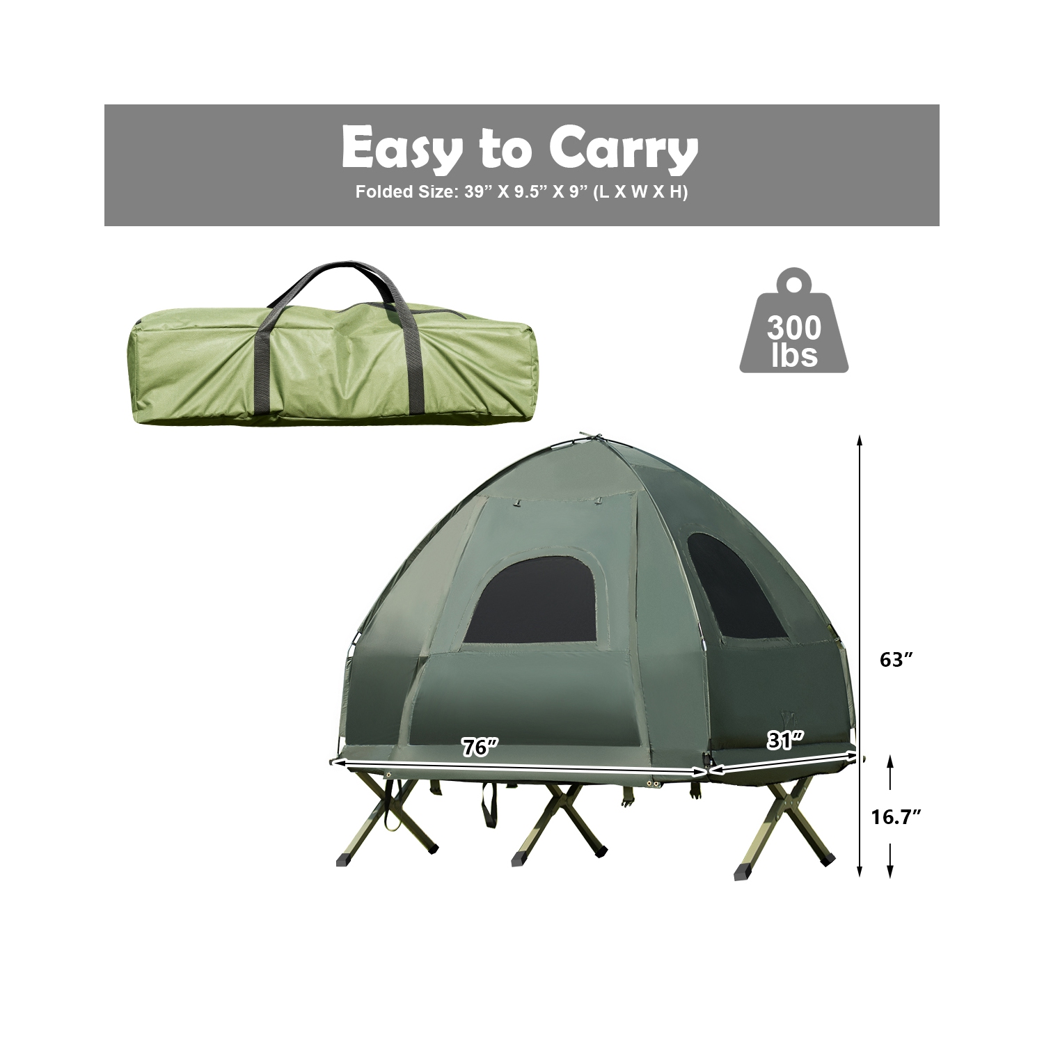 Tente pliante de camping pour 1 personne avec sac de couchage et matelas pneumatique pour l’extérieur de PatioJoy