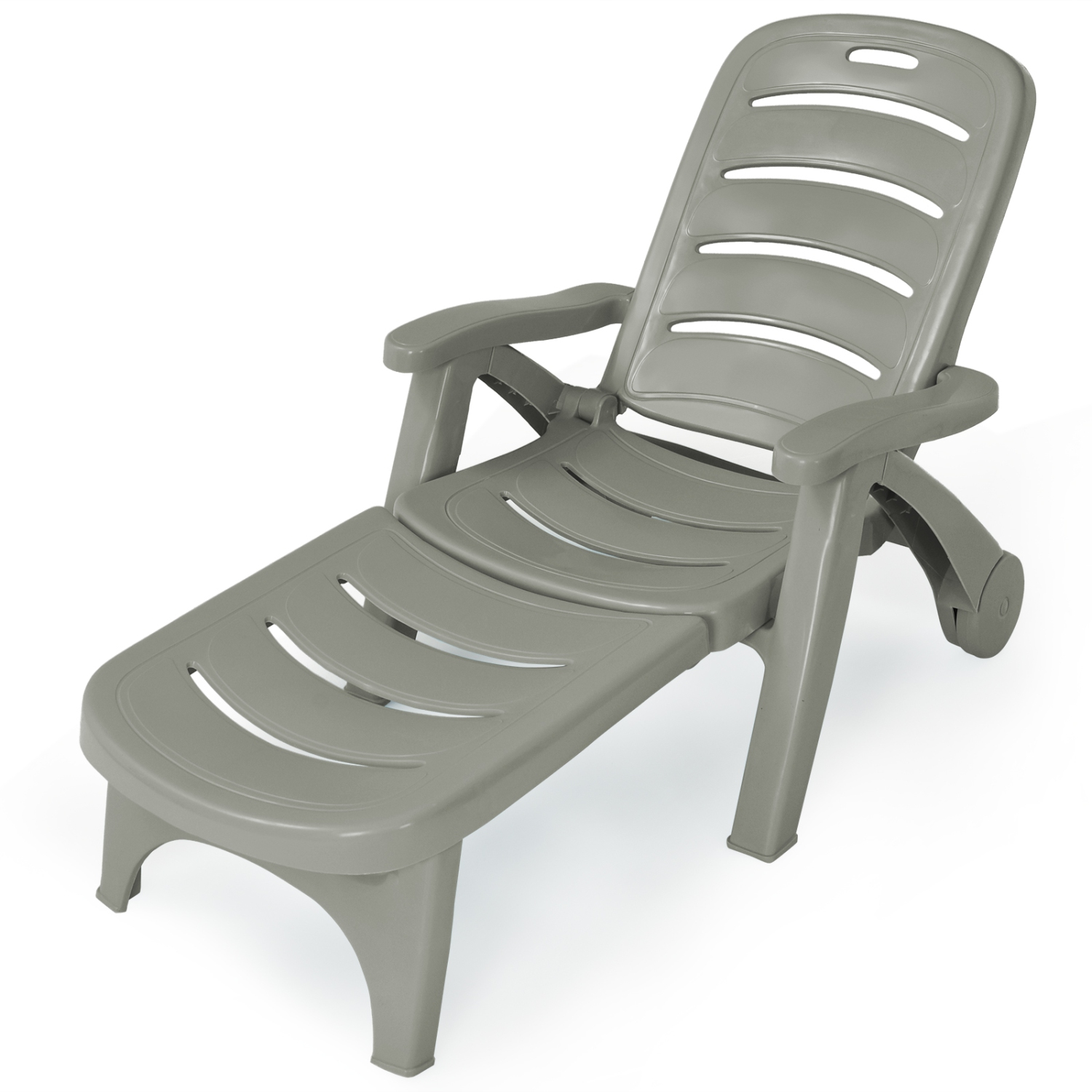 Patiojoy Outdoor Chaise Lounge Chair 5-Position Folding Recliner for Beach Poolside Backyard White/Gray/Turquoise/Brown