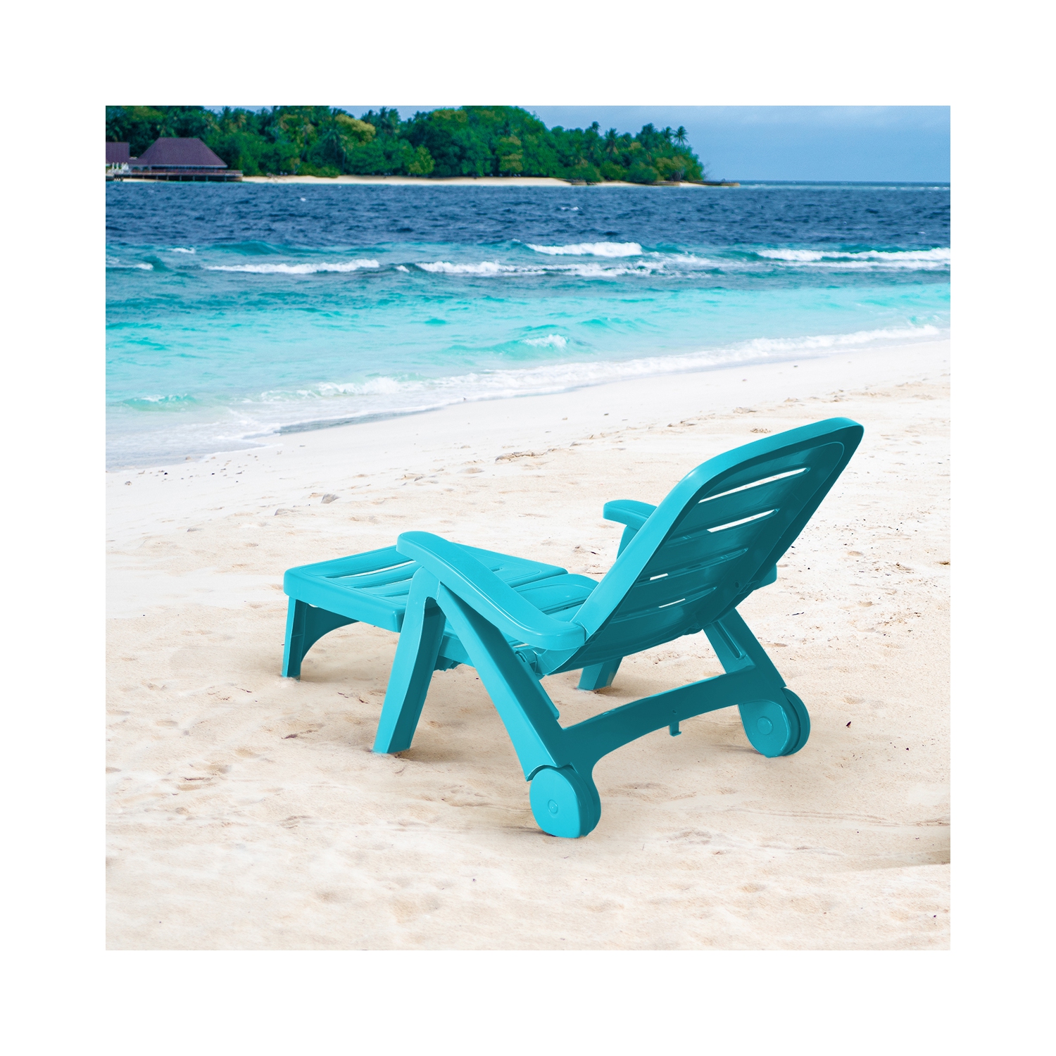 Patiojoy Outdoor Chaise Lounge Chair 5-Position Folding Recliner for Beach Poolside Backyard White/Gray/Turquoise/Brown