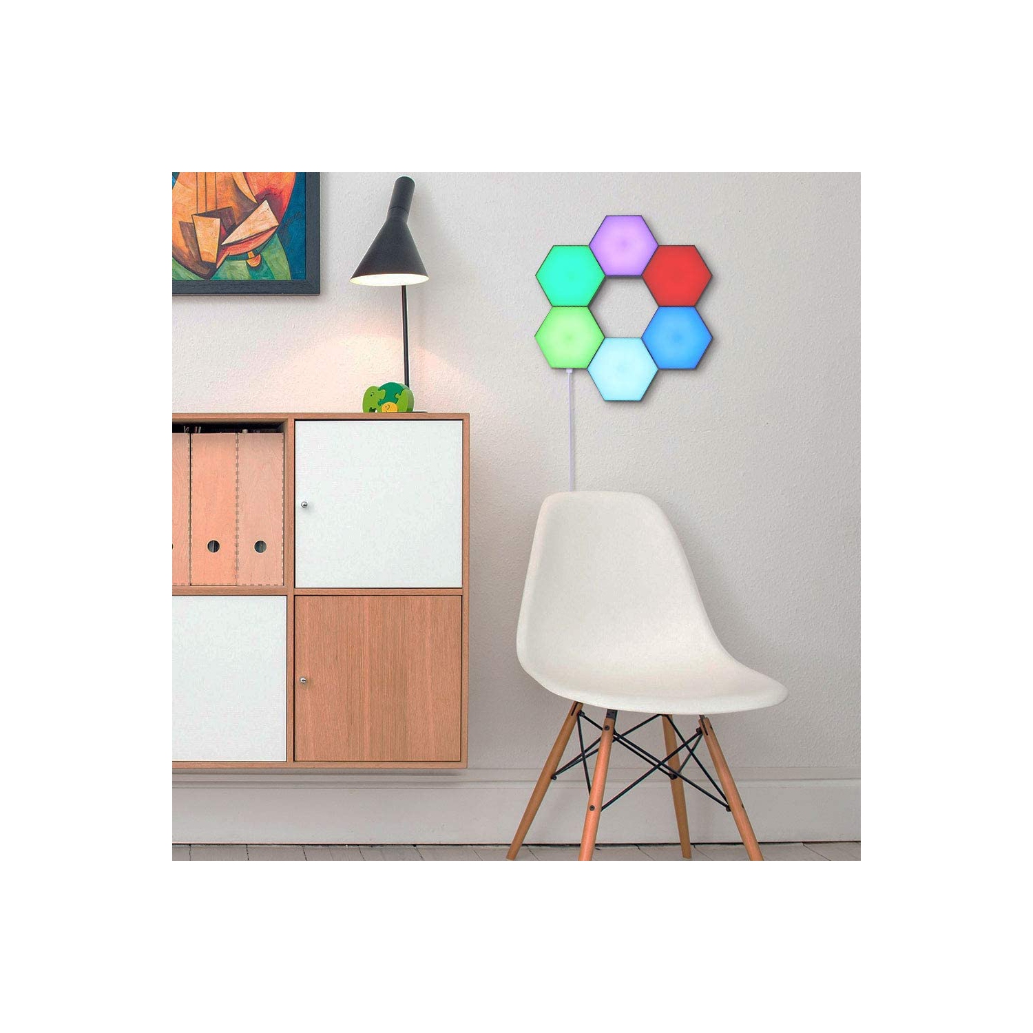 -MULTI COLOR- Quantum Light Hexagonal Wall Light Touch Sensitive Modular Light DIY Quantum Lights Creative Geometry Assembly LED Night Light for Home