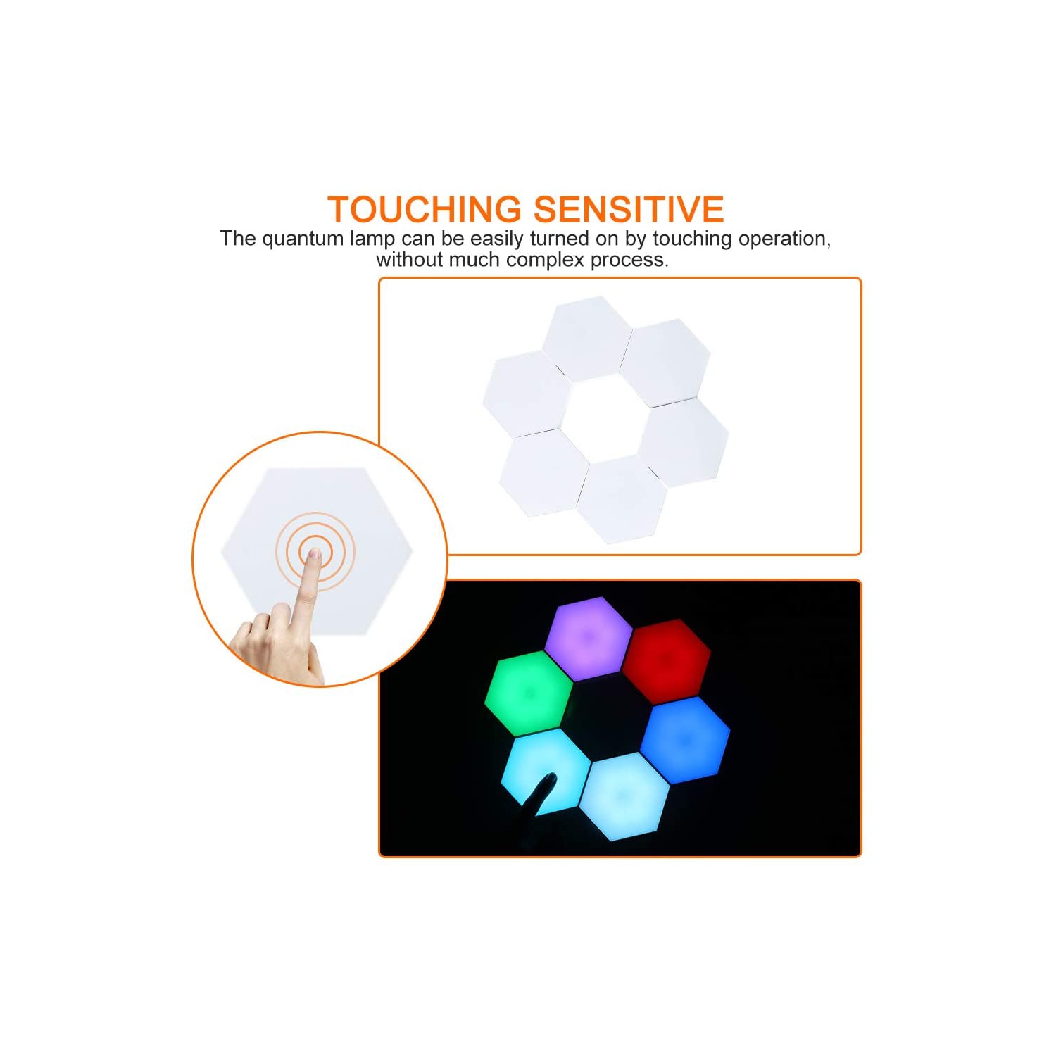 -MULTI COLOR- Quantum Light Hexagonal Wall Light Touch Sensitive Modular Light DIY Quantum Lights Creative Geometry Assembly LED Night Light for Home