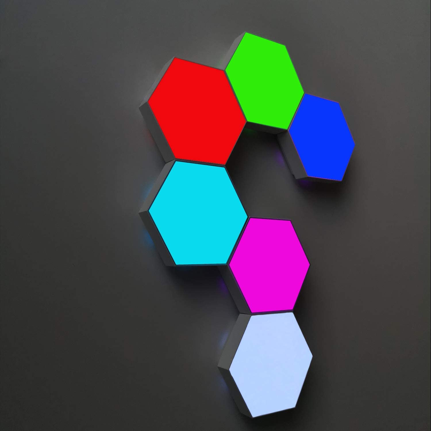 -MULTI COLOR- Quantum Light Hexagonal Wall Light Touch Sensitive Modular Light DIY Quantum Lights Creative Geometry Assembly LED Night Light for Home