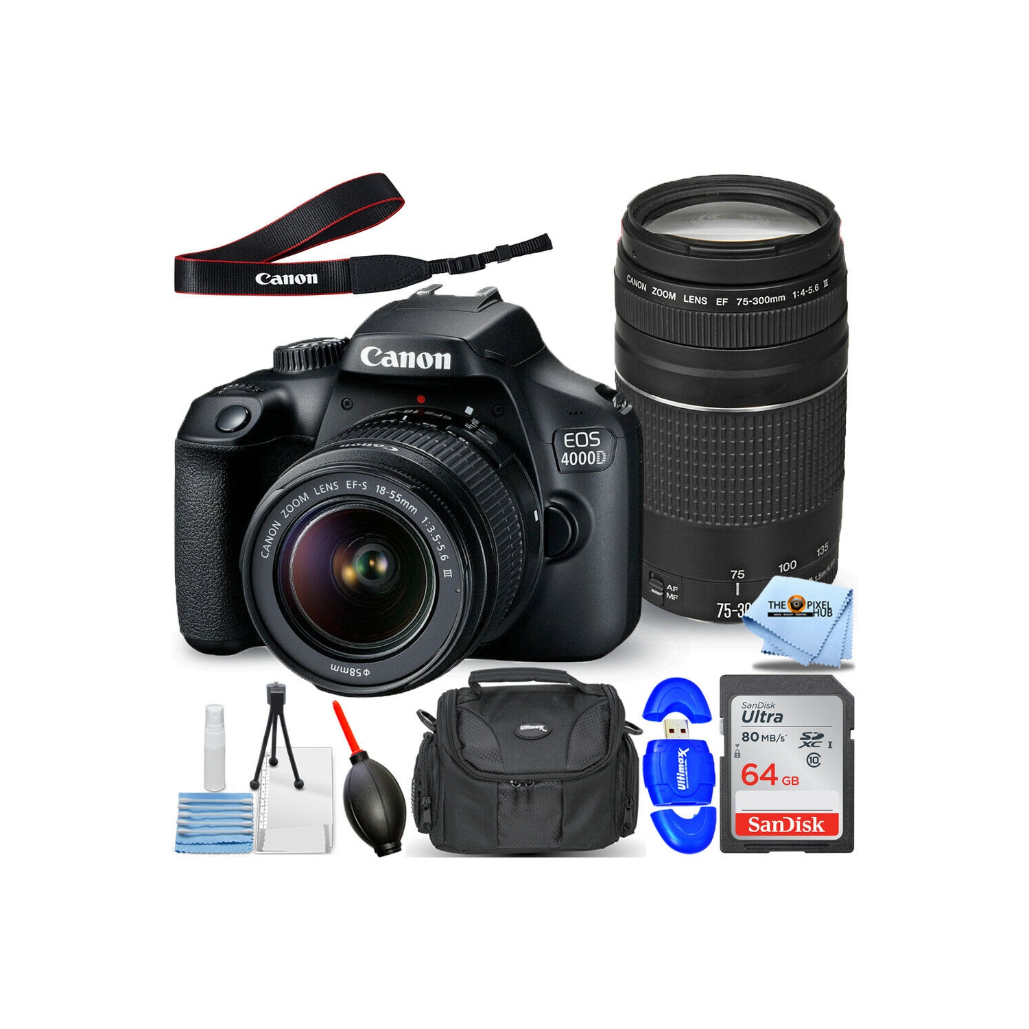 Canon EOS 4000D with EF-S 18-55mm f/3.5-5.6 III Lens + 32GB + EXT BATT Bundle