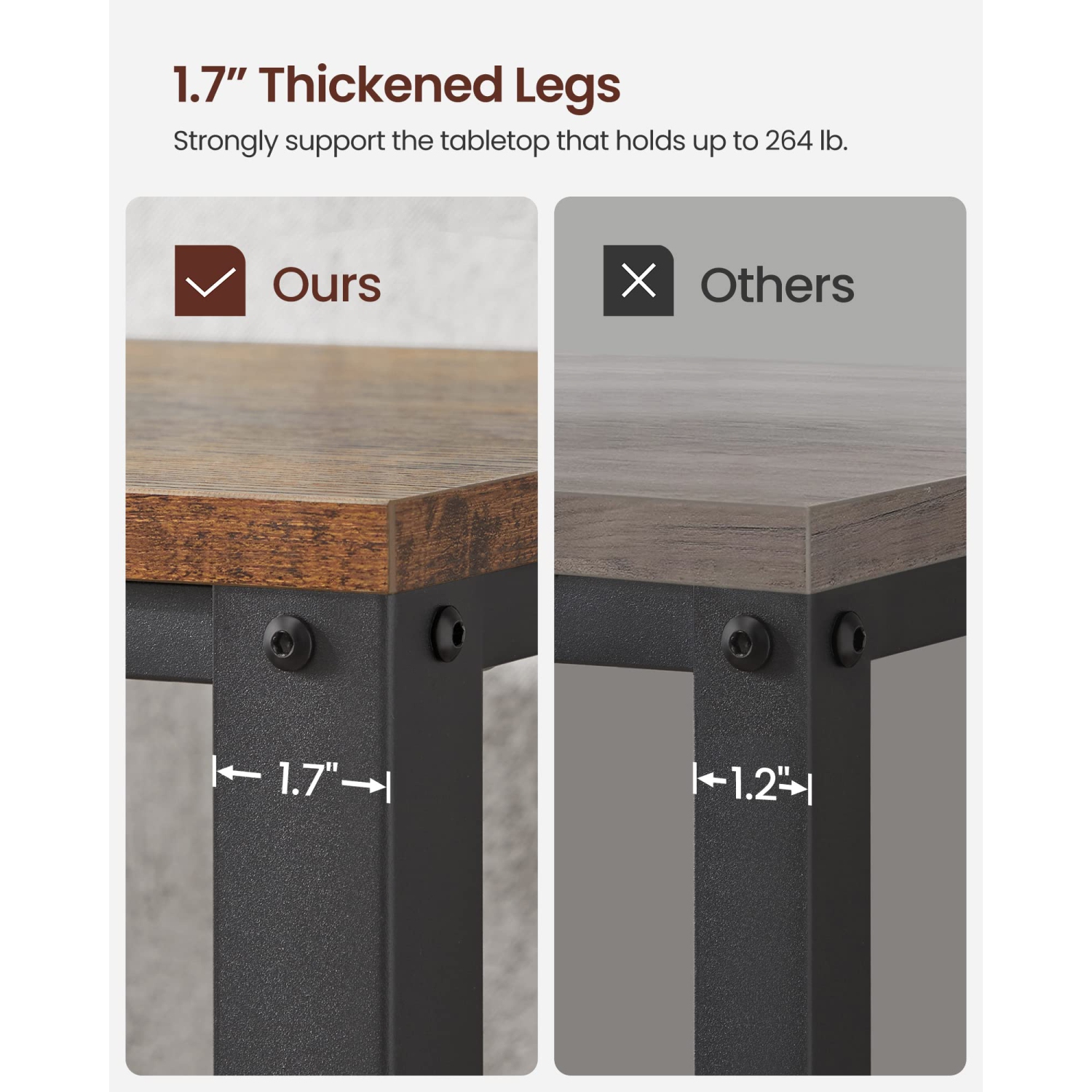 VASAGLE – Table basse avec étagère de rangement, touche bois avec cadre en métal, brun roux ULCT61X