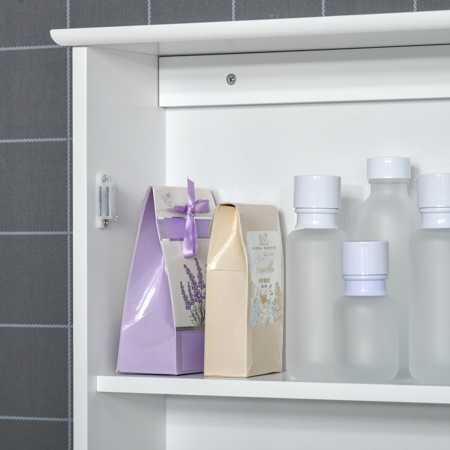 kleankin Bathroom Mirror Cabinet, Wall Mounted Medicine Cabinet, Storage Cupboard with Door and Shelves, White