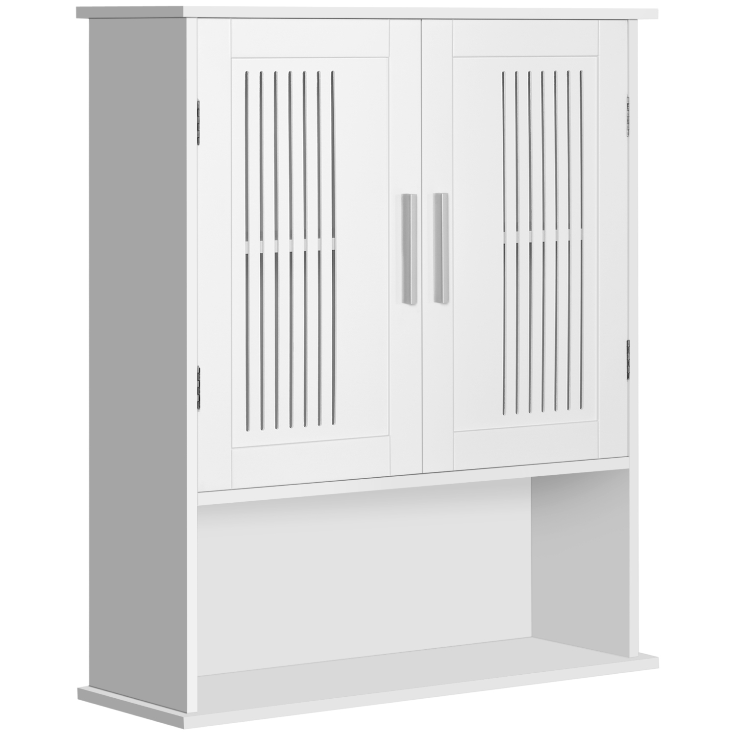 kleankin Modern Bathroom Cabinet, Wall Mounted Medicine Cabinet, Storage Organizer with 2 Door and Open Shelf, White