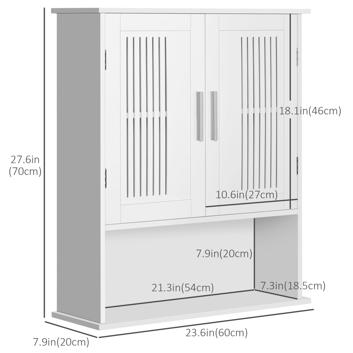 kleankin Modern Bathroom Cabinet, Wall Mounted Medicine Cabinet, Storage Organizer with 2 Door and Open Shelf, White