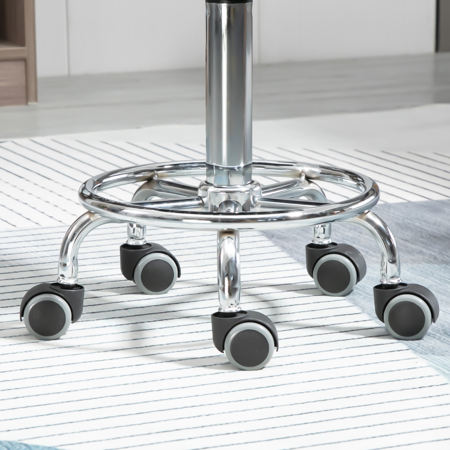 HOMCOM Saddle Stool, PU Leather Adjustable Rolling Salon Chair for Massage, Spa, Clinic, Beauty and Tattoo, Black