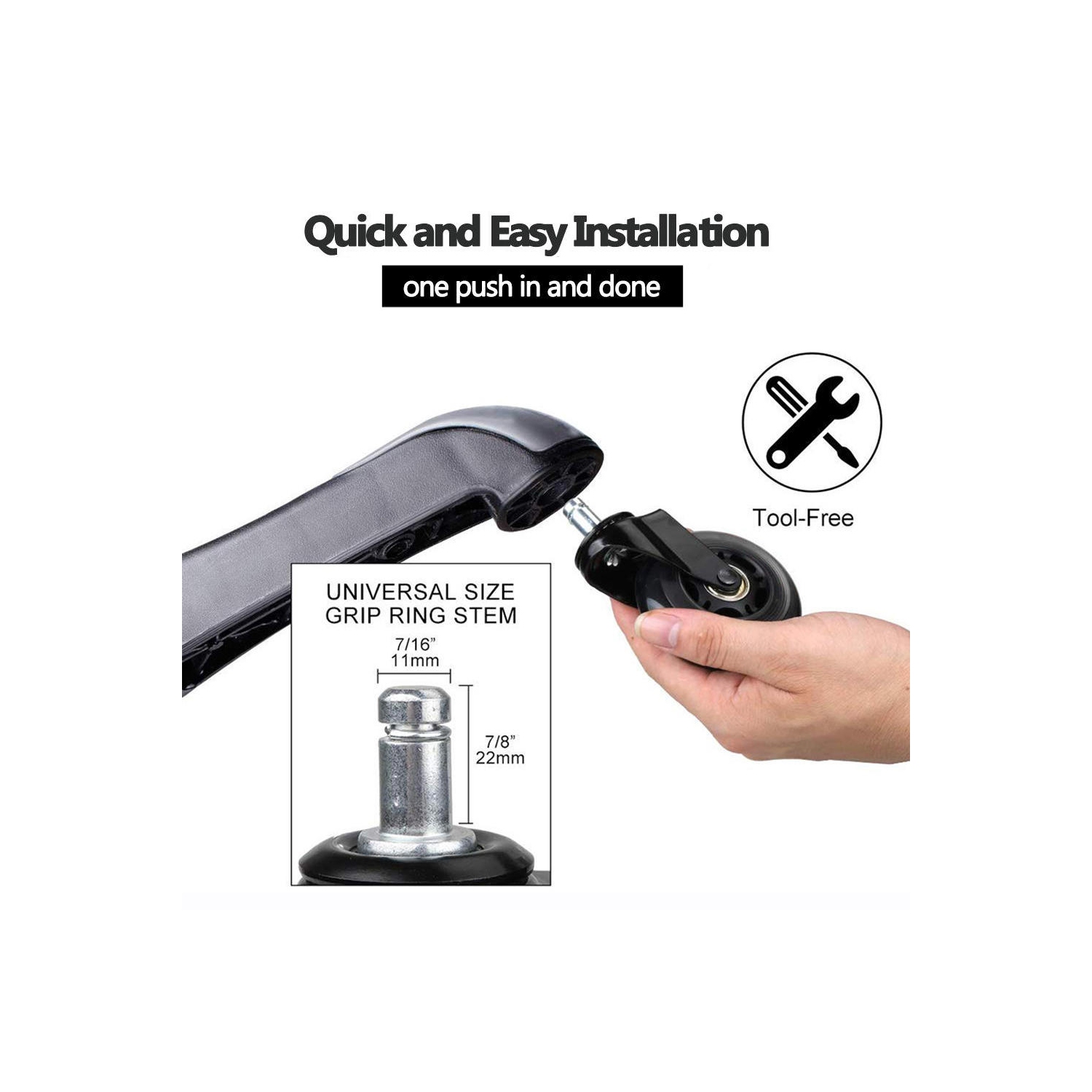 Ensemble de roulettes universelles pour chaise de bureau, ensemble de 5 avec 3 roulettes de style roller et 2 avec style de frein pour chaise de