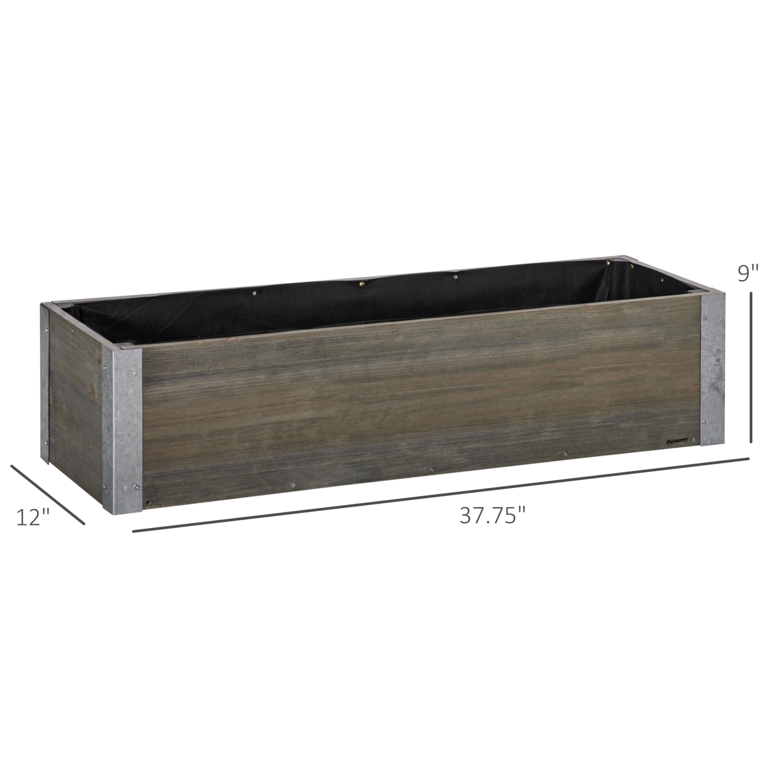 Outsunny 3' x 1' Raised Garden Bed Elevated Wooden Planter Box Outdoor for Backyard, Patio to Grow Vegetables, Herbs, and Flowers, Light Grey