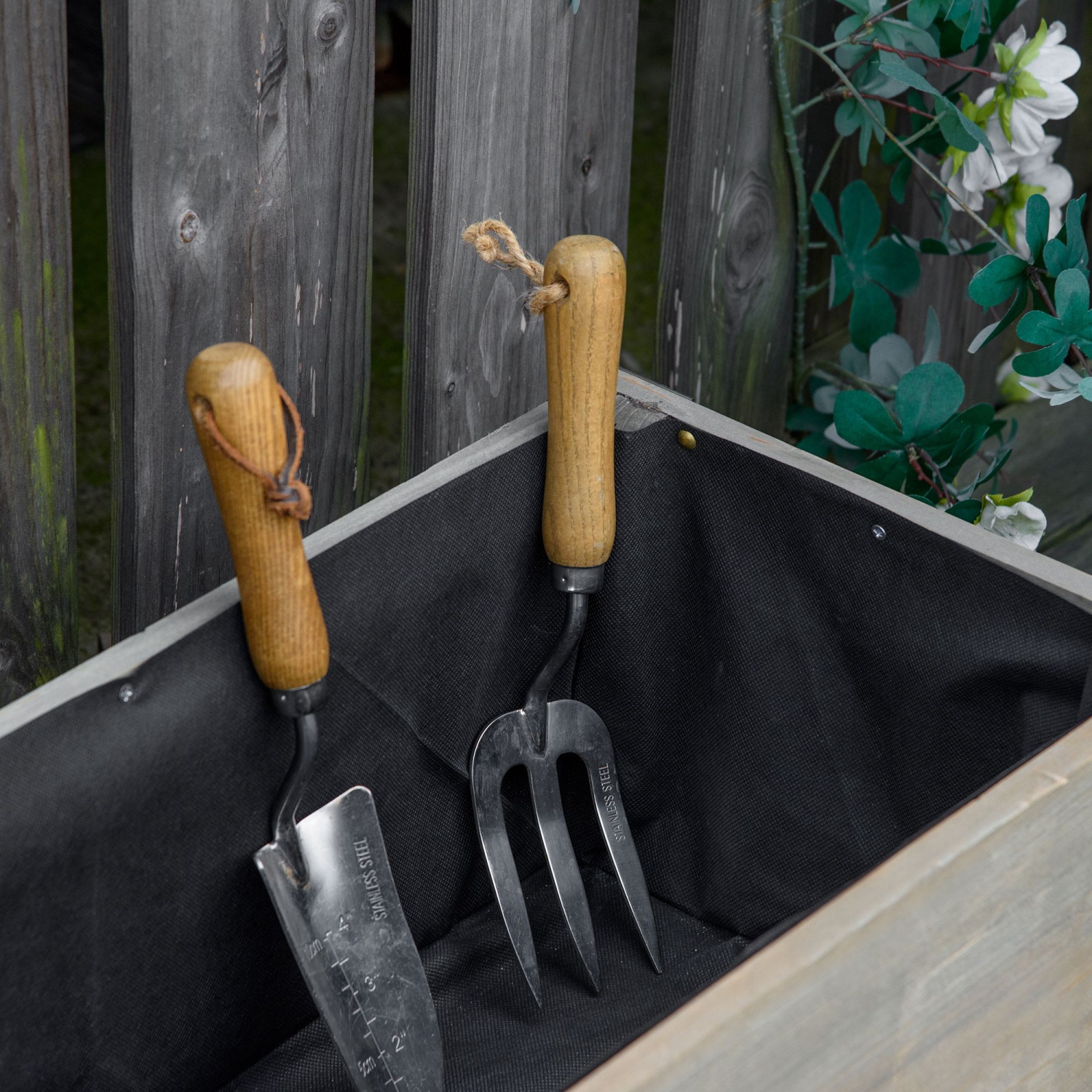 Outsunny 3' x 1' Raised Garden Bed Elevated Wooden Planter Box Outdoor for Backyard, Patio to Grow Vegetables, Herbs, and Flowers, Light Grey