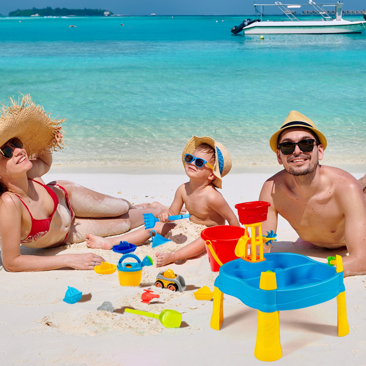 Topbuy 2-in-1 Kids Sand Water Activity Sensory Play Table w/18 PCS Accessories for Toddler