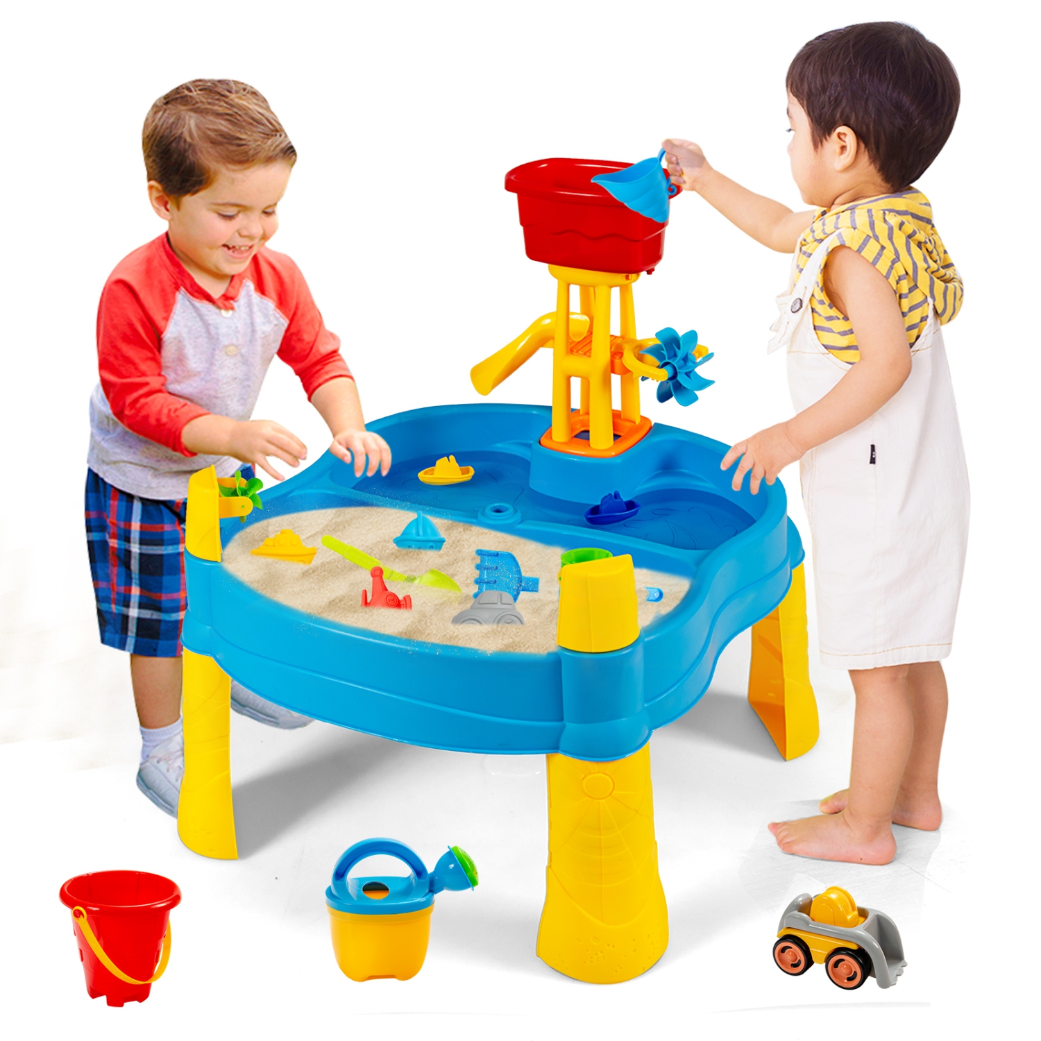 Topbuy 2-in-1 Kids Sand Water Activity Sensory Play Table w/18 PCS Accessories for Toddler