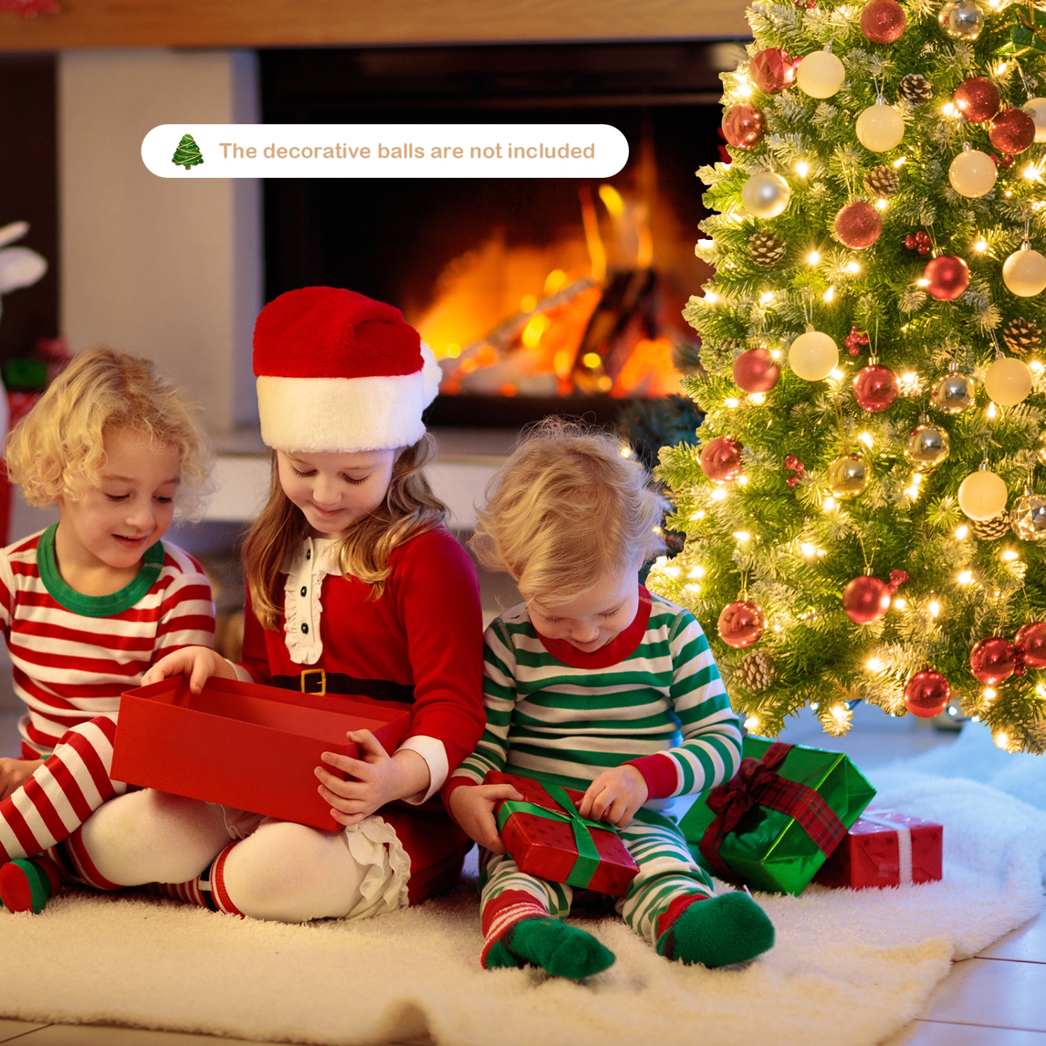 Happygrill 5ft Pre-lit Artificial Christmas Tree Slim Artificial Xmas Tree w/ 250 Replaceable LED Lights & 408 Branch Tips