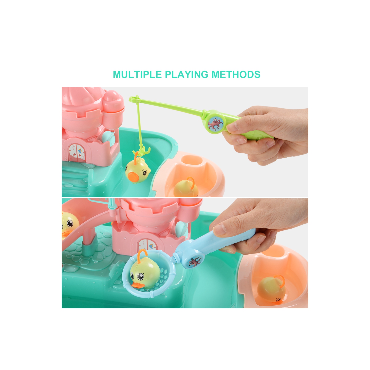 USB Charging Fishing Games Toys for Kids Music Electric Fishing Toy with 2pcs fish containers and poles ,with music, melody, story, vehicle and