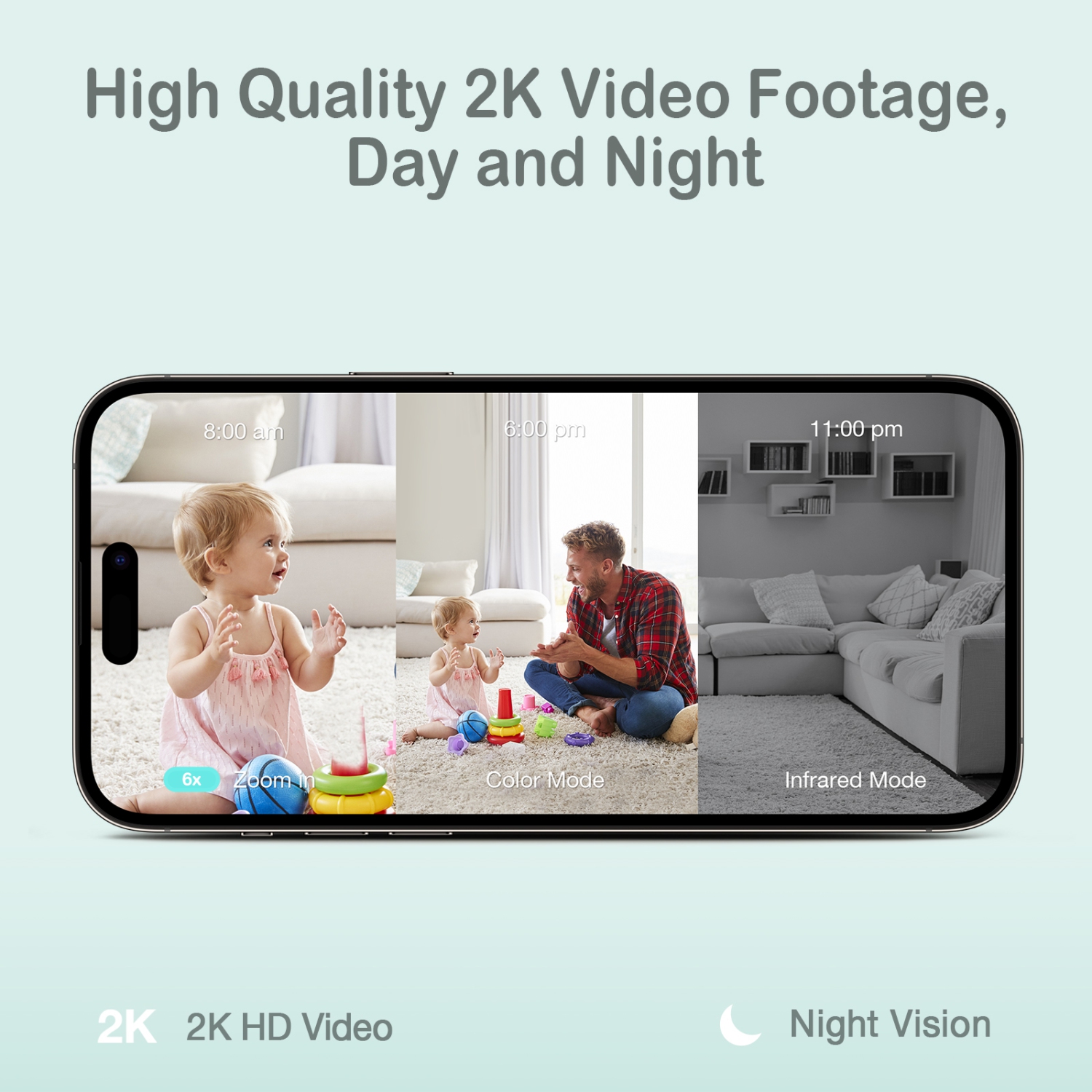 Moniteur vidéo pour bébé Sense-U avec caméra à distance Pan-Tilt-Zoom, Conversation bidirectionnelle, Vision nocturne, Audio de fond, Détection de