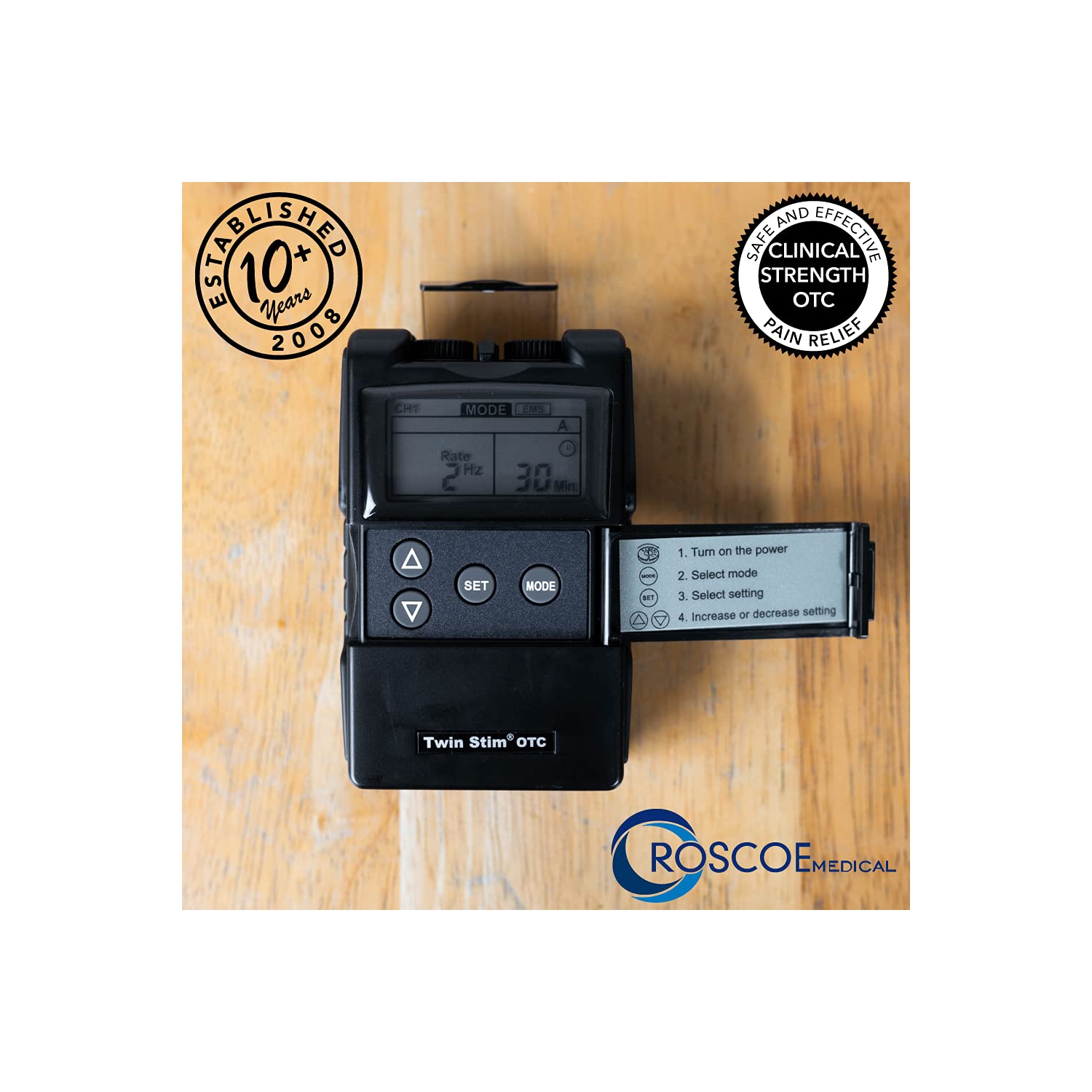 Twin Stim TENS Unit and EMS Muscle Stimulator - OTC TENS Machine for Back Pain Relief, Lower Back Pain Relief, Neck Pain, or Sciatica Pain Relief,