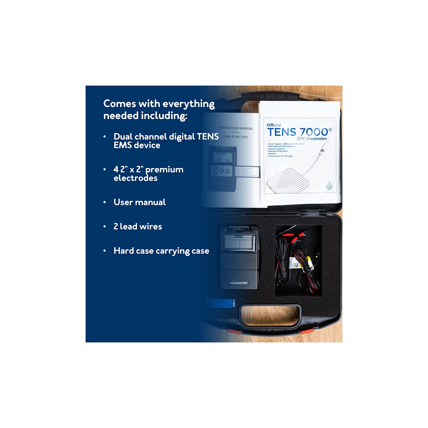 Twin Stim TENS Unit and EMS Muscle Stimulator - OTC TENS Machine for Back Pain Relief, Lower Back Pain Relief, Neck Pain, or Sciatica Pain Relief,