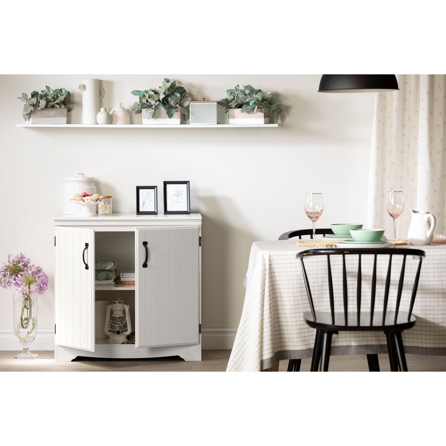 Armoire de rangement contemporaine à 2 portes Farnel de South Shore - Blanc pur