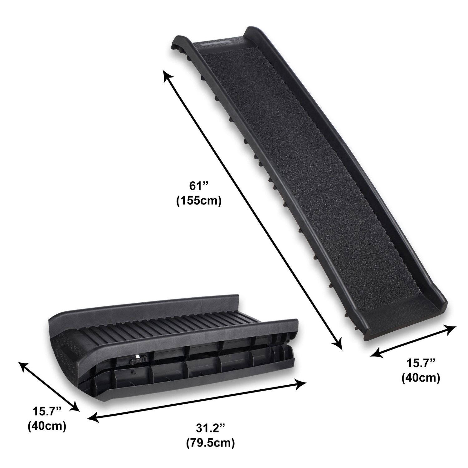 61"L Portable Folding Car Dog Ramp for Large Dogs, little, senior dogs and pets in and out of the SUV, cars, truck - Black