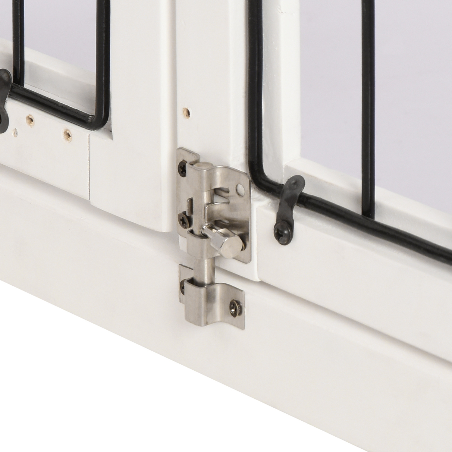 PawHut 32" Wooden Dog Crate Furniture Dog Cage, Modern Side Table Pet Kennel with Double Lockable Door, 32" L x 23" W x 26" H, White