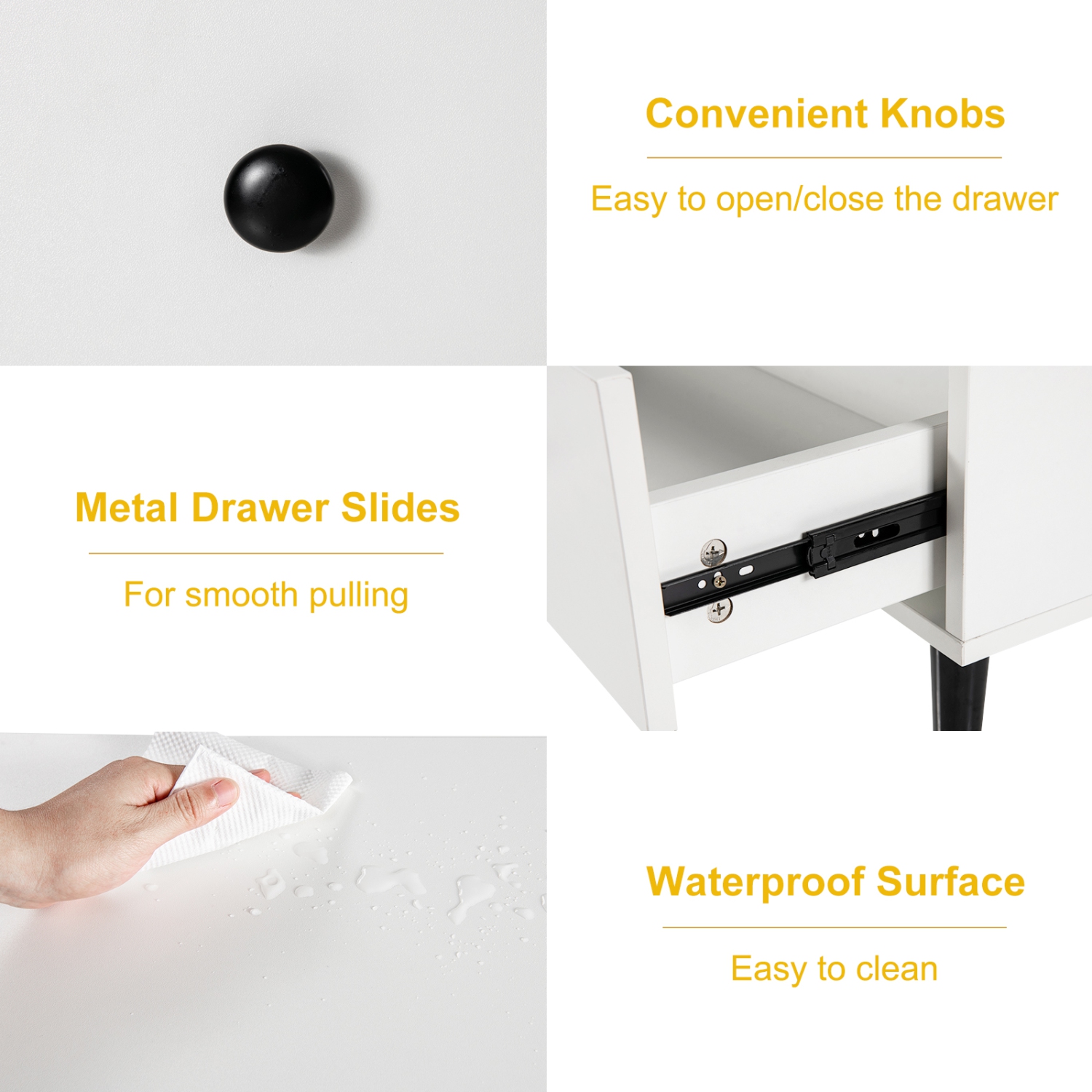 Commode à 4 tiroirs de TopBuy pour chambre à coucher, blanc