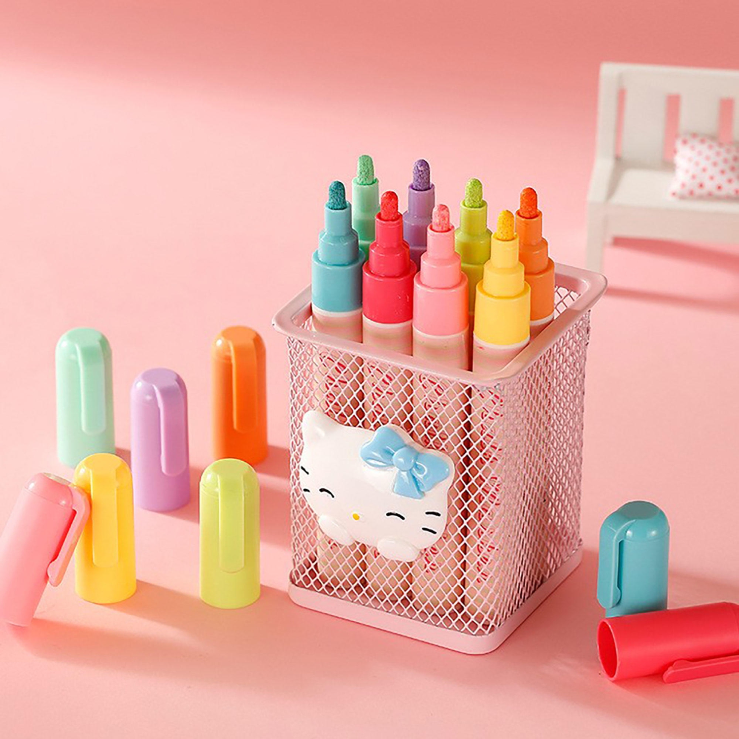 Marqueurs à craie liquide pour bricolage avec pointe réversible de 6 mm, burin et balle, 8 couleurs assorties, cadeau pour enfant