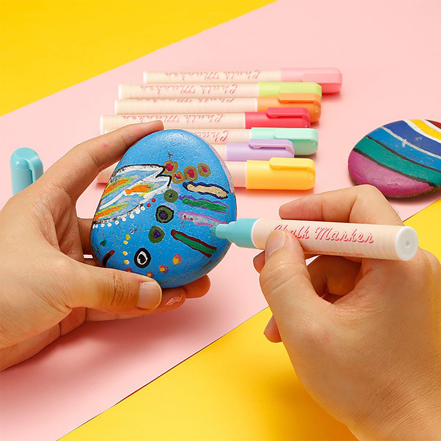 Marqueurs à craie liquide pour bricolage avec pointe réversible de 6 mm, burin et balle, 8 couleurs assorties, cadeau pour enfant