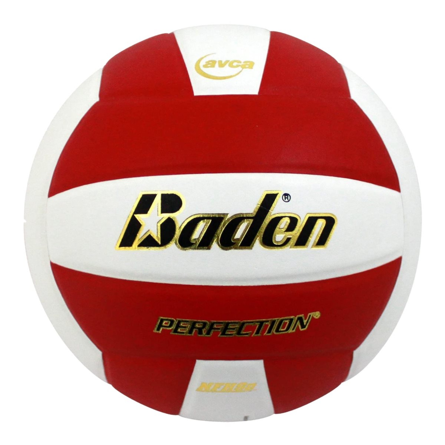 Baden PERFECTION Indoor Leather Volleyball - Official NFHS Approved Game Ball, Red/White