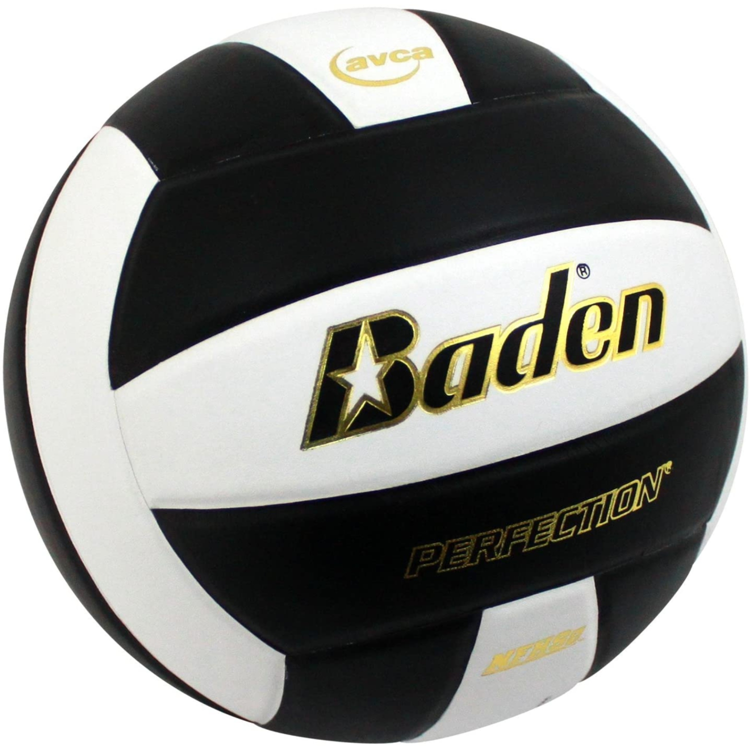 Baden PERFECTION Indoor Leather Volleyball - Official NFHS Approved Game Ball, Black/White