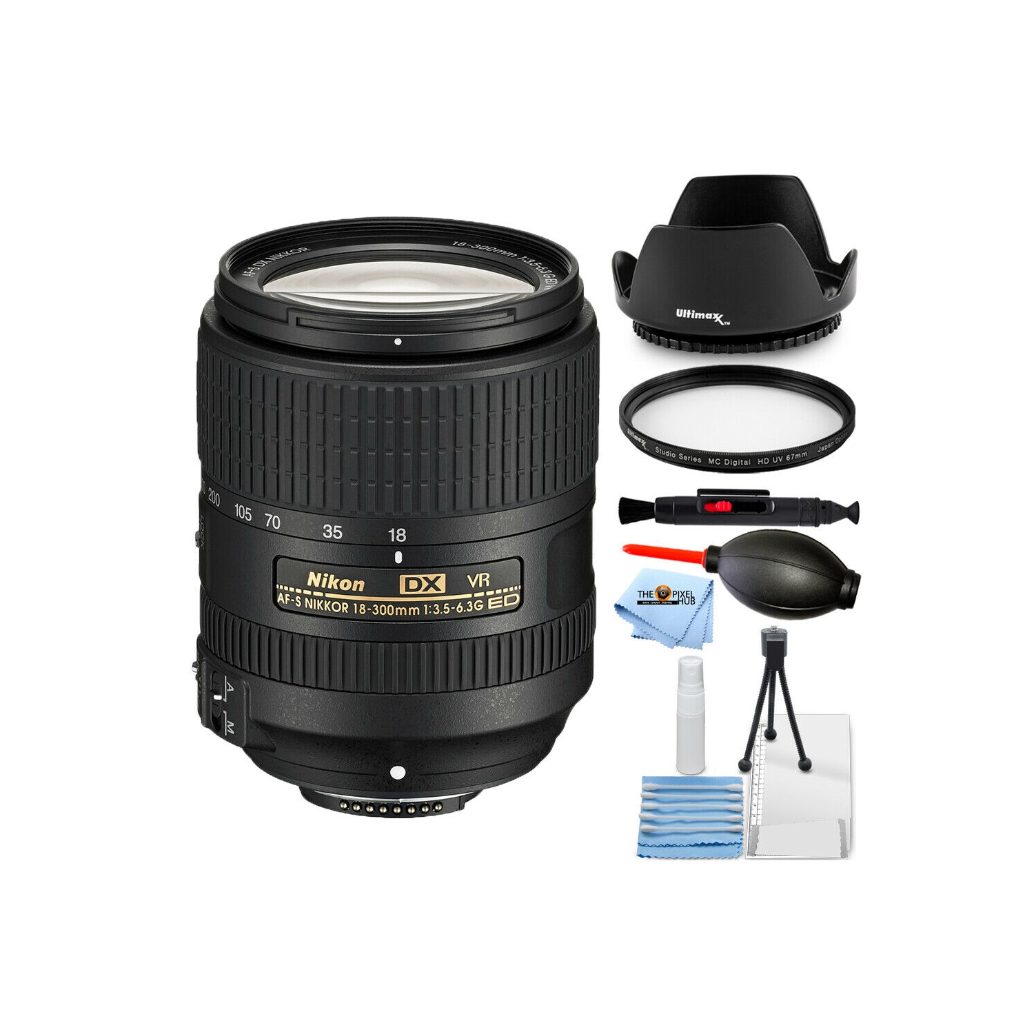 Nikon AF-S DX NIKKOR 18-300mm f/3.5-6.3G ED VR Lens 2216 - 7PC Accessory Bundle