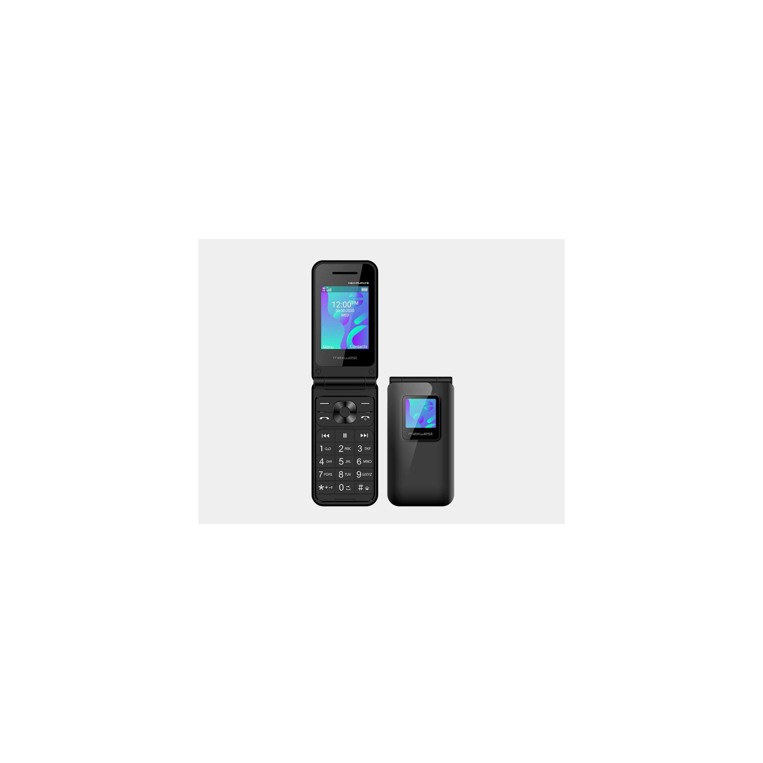 Maxwest Neo Flip Phone 4G LTE Volte 4G Dual Nano Sim GSM Unlocked Black