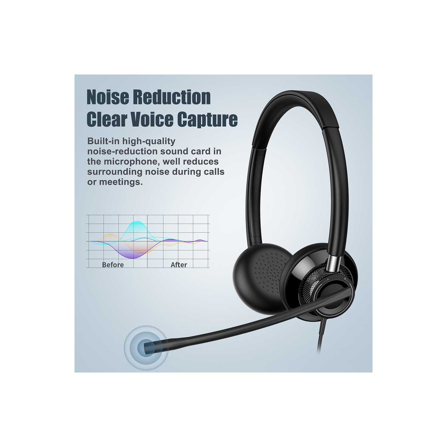 New Bee- Wired USB Headset - Ideal for Call Center, Office, and Multimedia Use