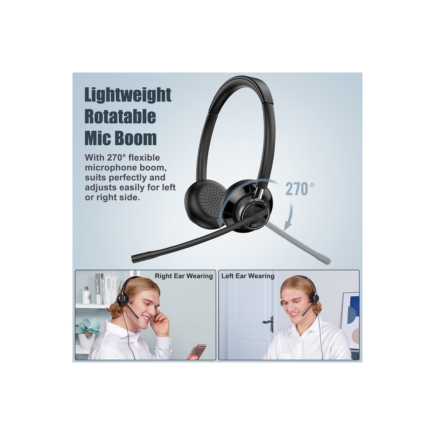 New Bee- Wired USB Headset - Ideal for Call Center, Office, and Multimedia Use