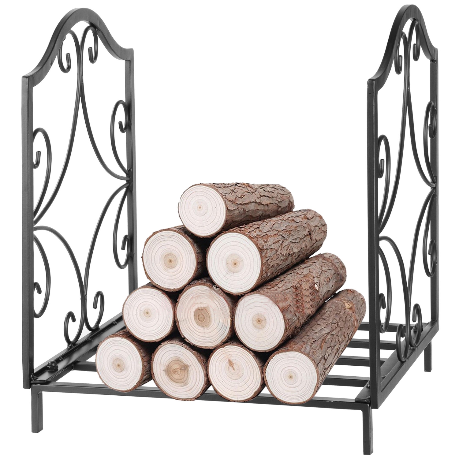 Fireplace Log Holder, Wrought Iron Indoor Fire Wood Stove Stacking Rack Logs Bin Firewood Storage