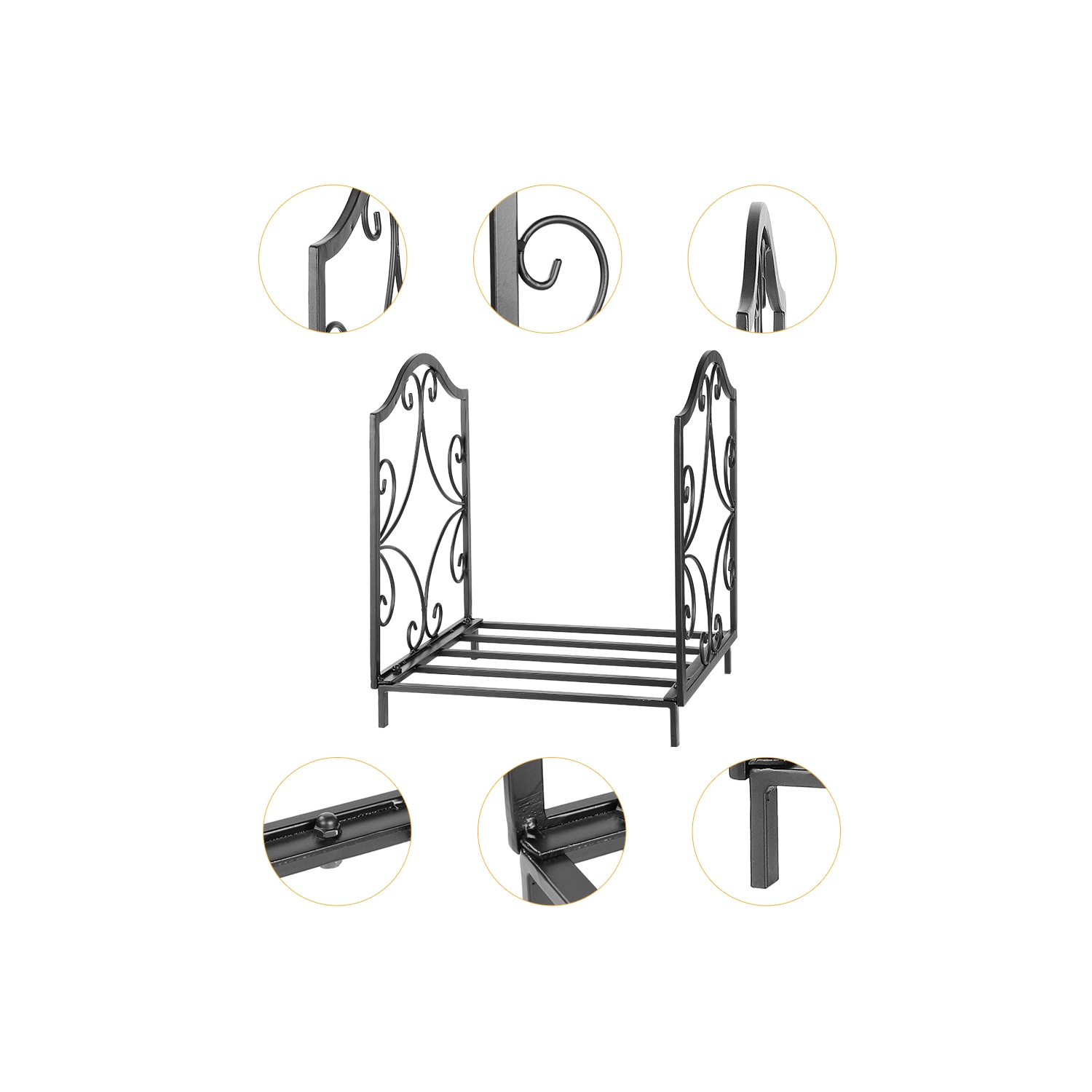 Fireplace Log Holder, Wrought Iron Indoor Fire Wood Stove Stacking Rack Logs Bin Firewood Storage