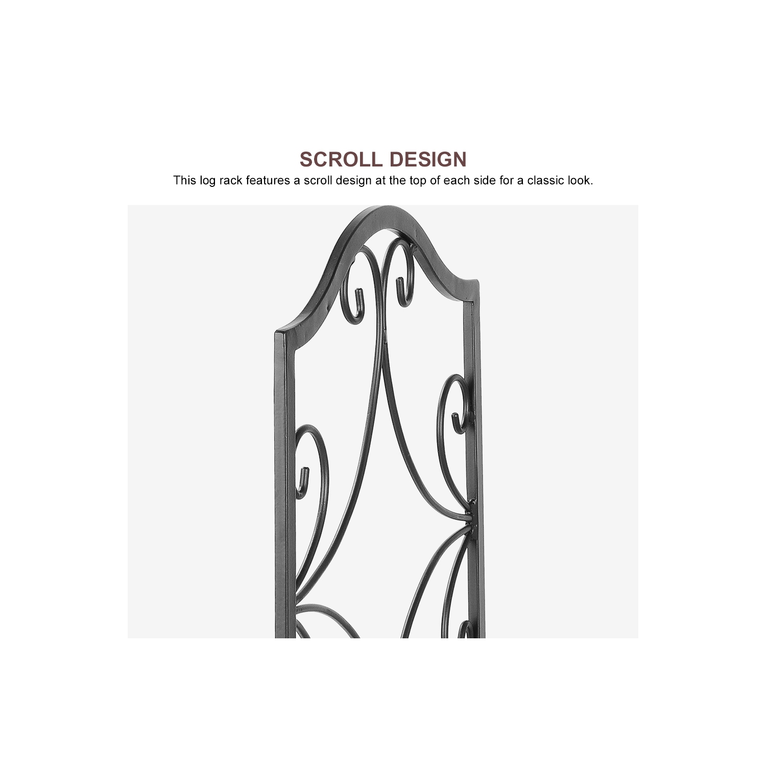 Fireplace Log Holder, Wrought Iron Indoor Fire Wood Stove Stacking Rack Logs Bin Firewood Storage