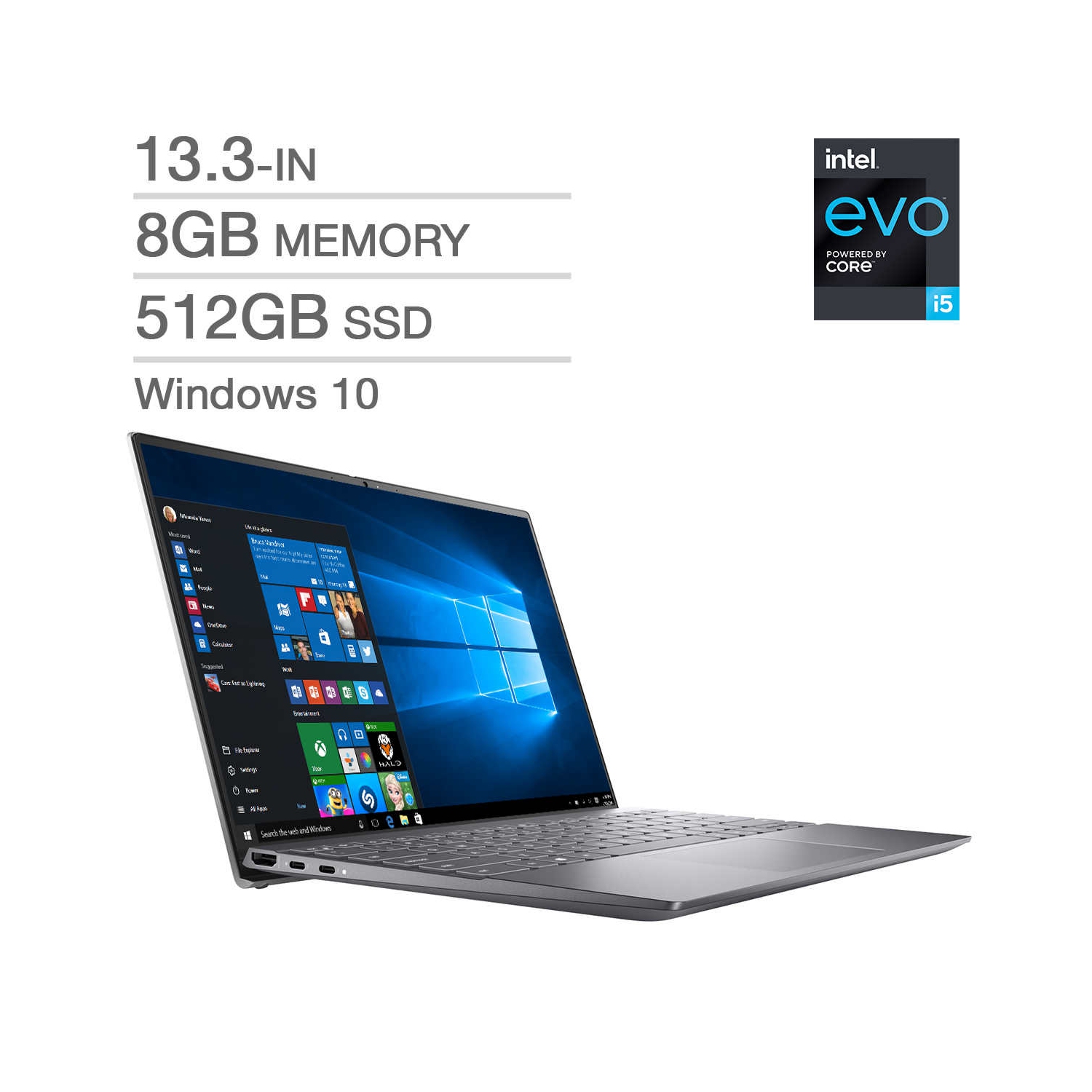 Refurbished (Good) - Dell Inspiron 13 5310 13.3" FHD+ Display Laptop - Platinum Silver ( 11th Gen Intel EVO Core i5-11300H / 512GB SSD / 8GB RAM / Webcam / Windows 10 )