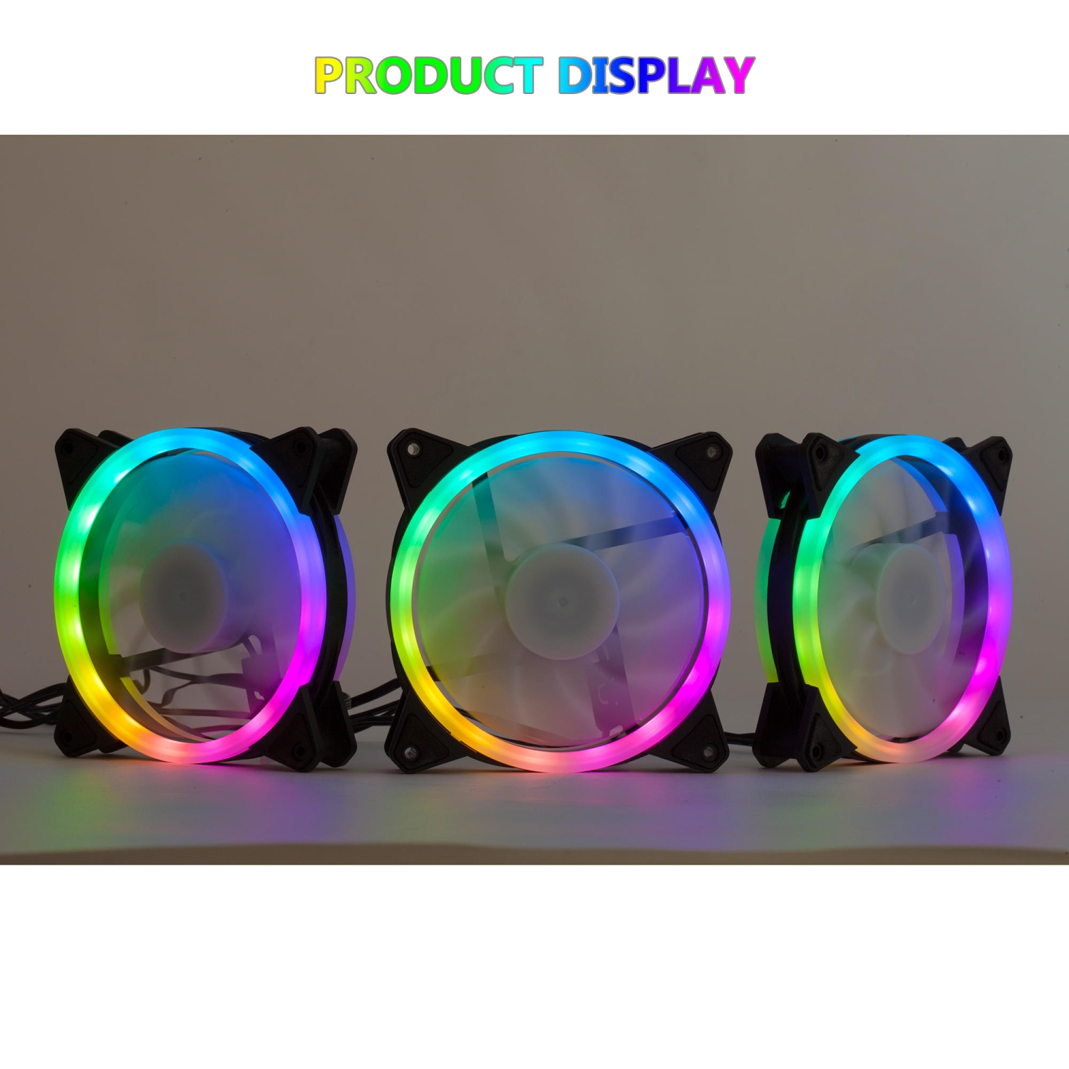 3 x Cooling Fan RGB Computer Case Cooling Fans for Gaming PC, Laptop Cooler Pad with Controller, 11-blade fan