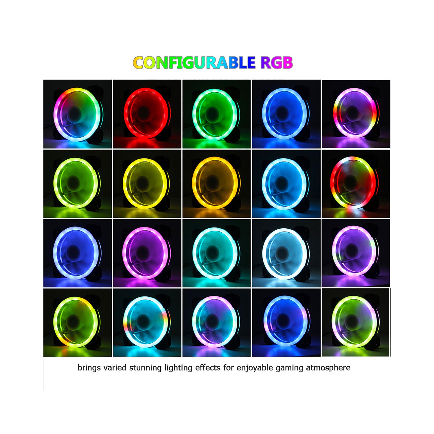 3 x Cooling Fan RGB Computer Case Cooling Fans for Gaming PC, Laptop Cooler Pad with Controller, 11-blade fan