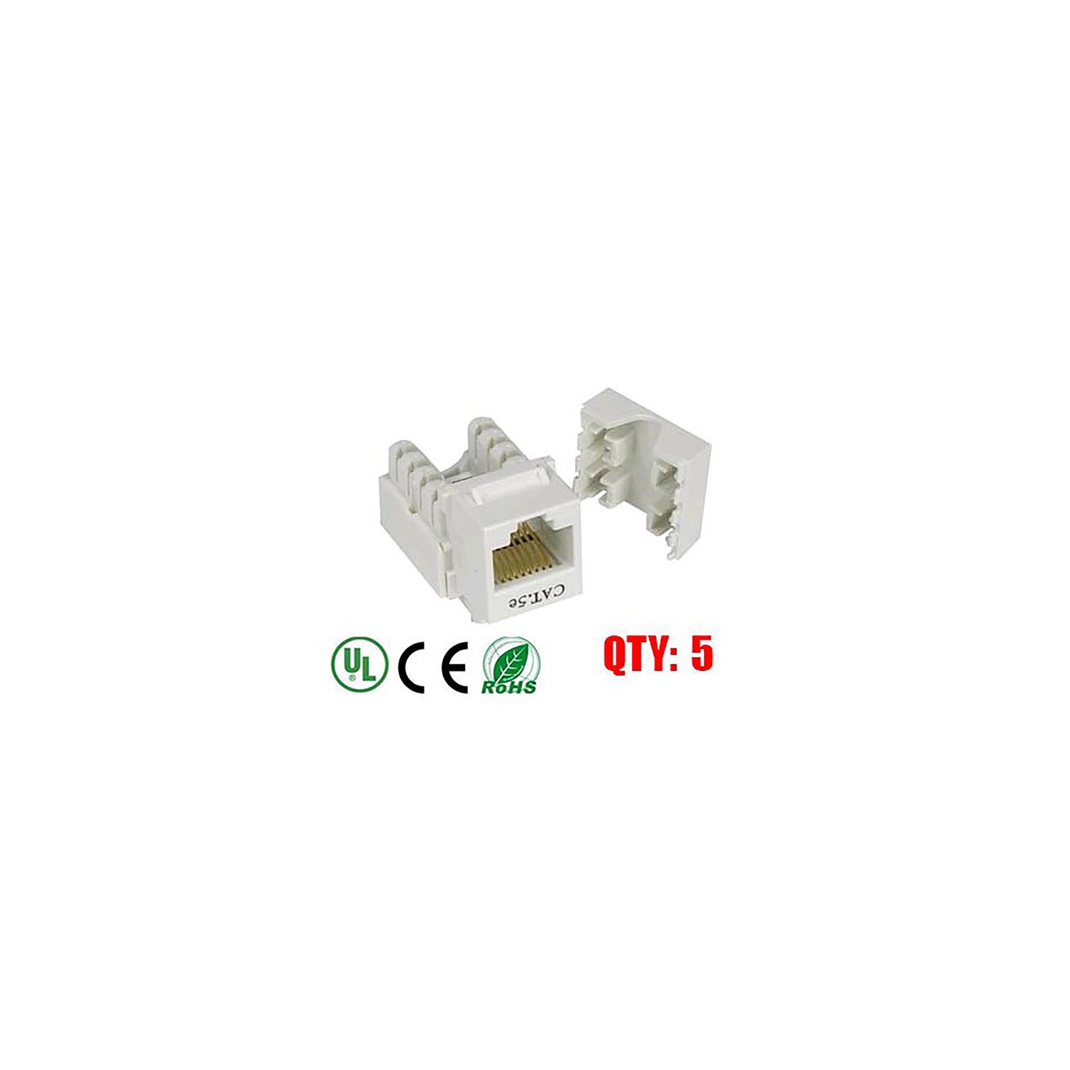 iMBAPrice White Cat5e RJ45 Punch Down Keystone Jack, 5 Pack,