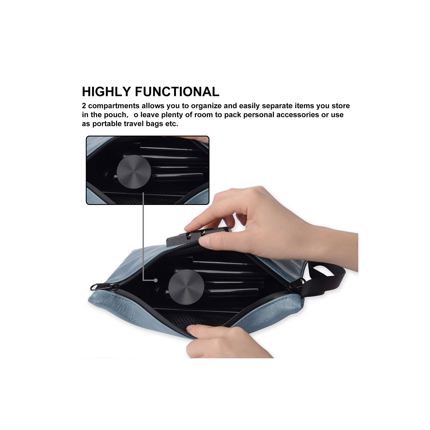 Smell Proof Bag Set, Blue Travel Storage Bag with Lock, Odor Proof Pouch Case Container with 1*Black Grinder, 4*Tube, 1*Tray