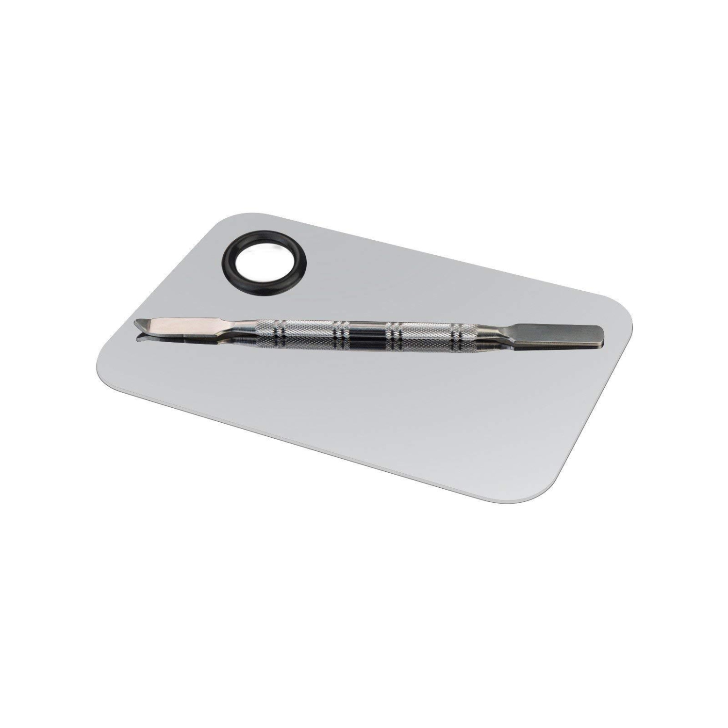 Palette de couleurs en acier inoxydable, palette de mélange de maquillage carrée avec spatule pour cosmétiques, ombres à paupières, rouge à lèvres,